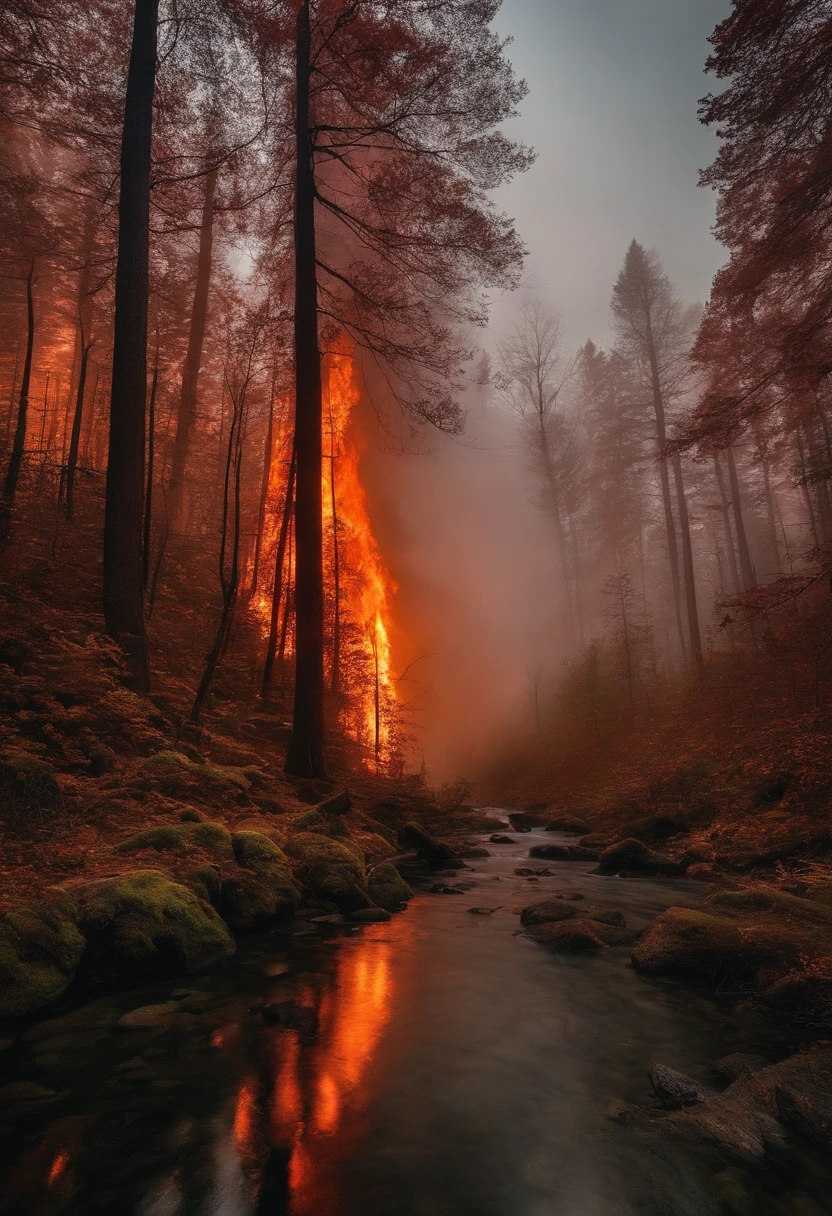 A forest is on fire,Flames are detected by cameras