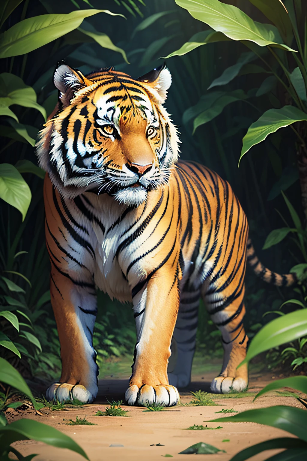 a tiger in a jungle in a completely digital world