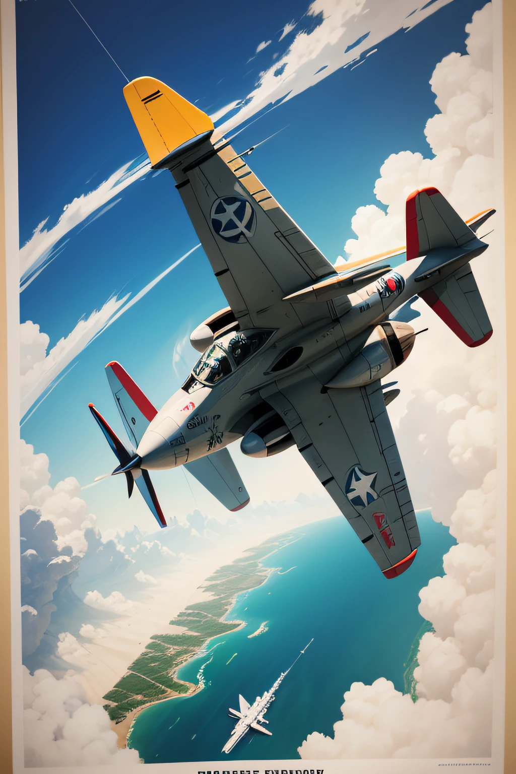 Flight test pass poster,cartoonish style,handpainted