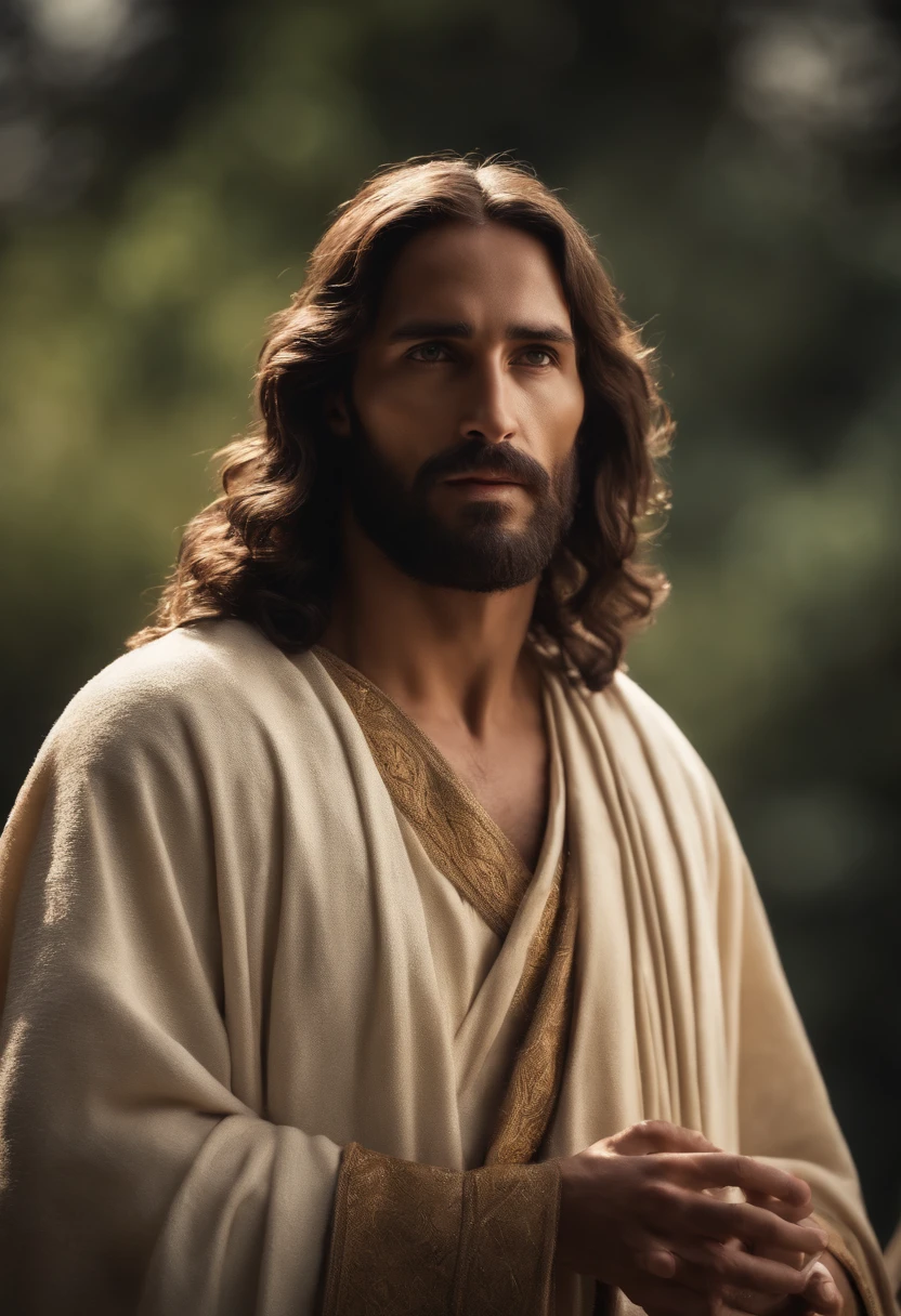 jesus cristo, dia claro, olhando fixamente, foto profissional, kinematics