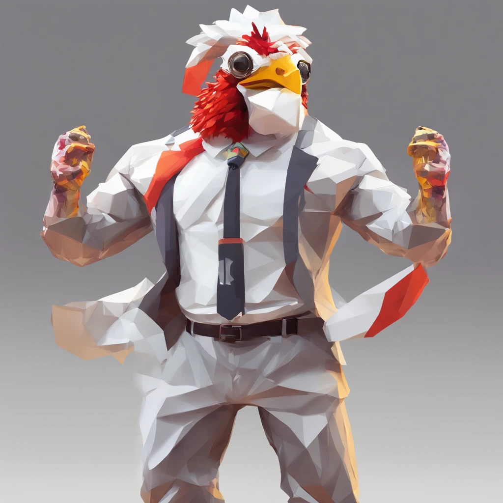 ((Man with a chicken head))、body builder、Only the head is a chicken human、Perfect centering, Wear a student team jacket, Wearing sunglasses, Wearing headphones, cheerfulness, Standing position, Abstract beauty, Centered, Looking at the camera, Facing the camera, Approaching perfection, Dynamic, Highly detailed, Smooth, Sharp Focus, 8K, hight resolution, Illustration, art by carne griffiths and wadim kashin, White background、total、Full Body Angle、flying though the air