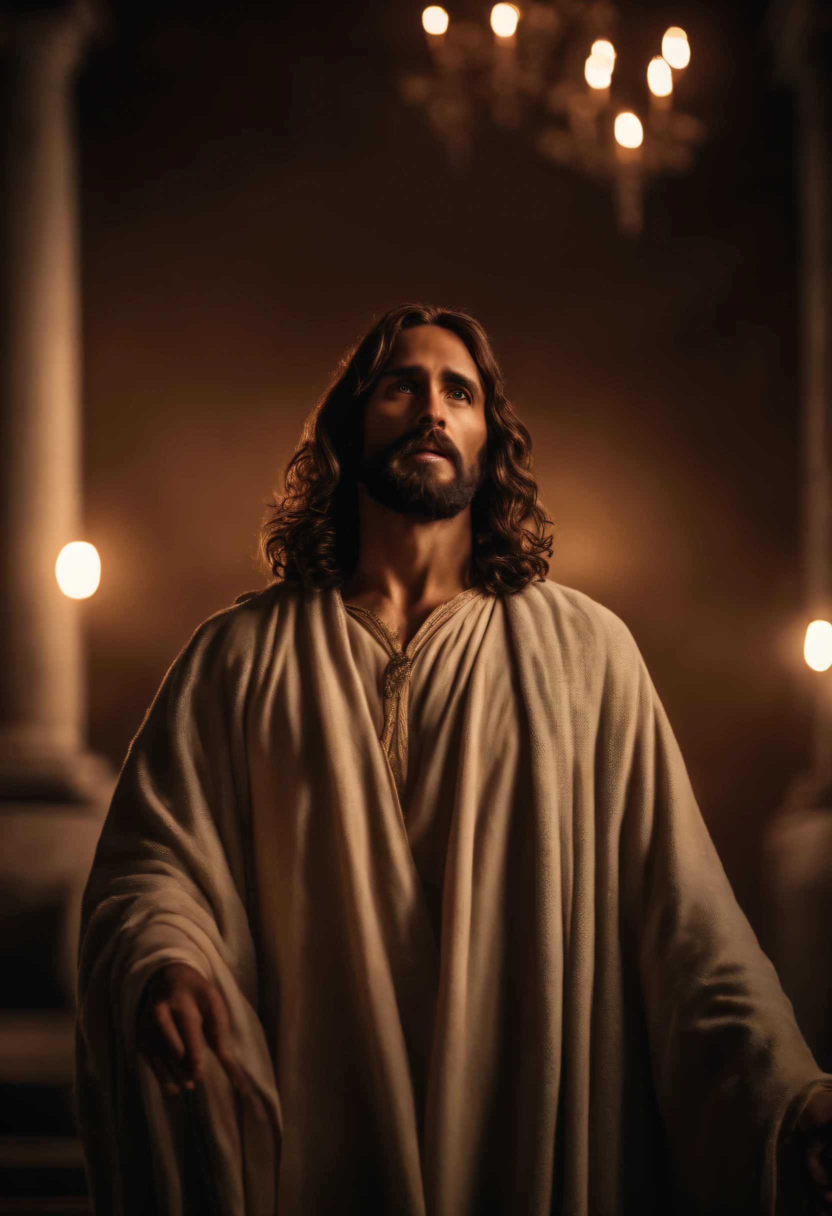 jesus cristo, dia claro, olhando fixamente, foto profissional, kinematics