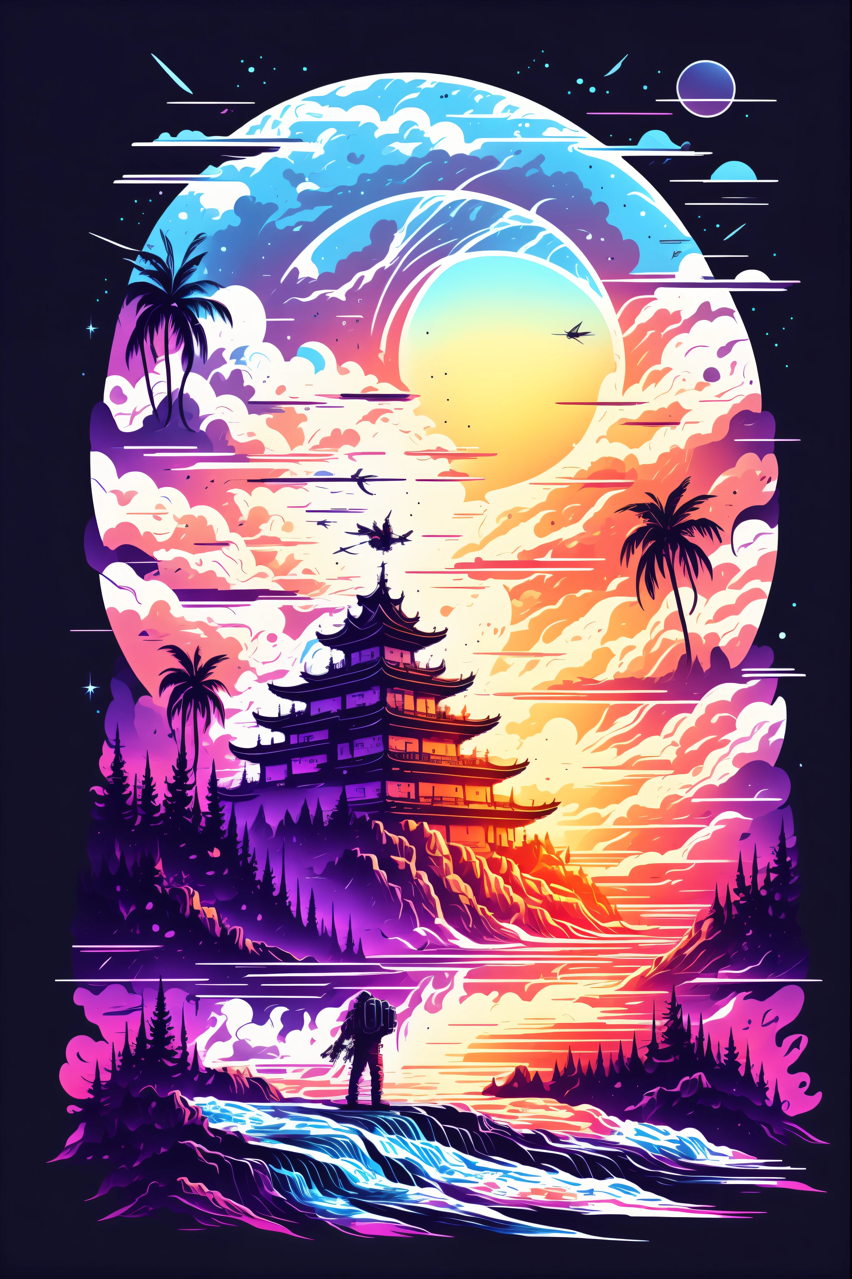 Professional tshirt design vector, reali impressive, 8k, UHD, of a samurai