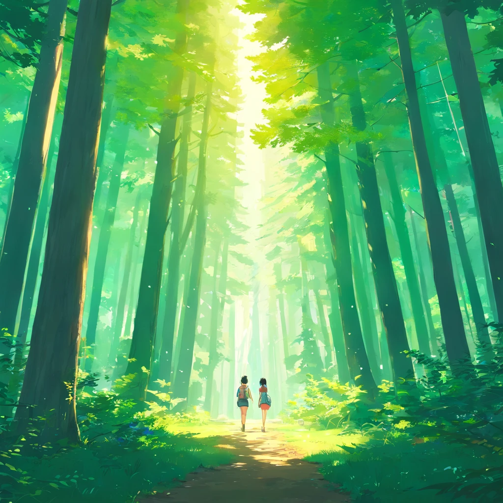 Tyndall Light,ln the forest,Don't show people。coniferous forest。