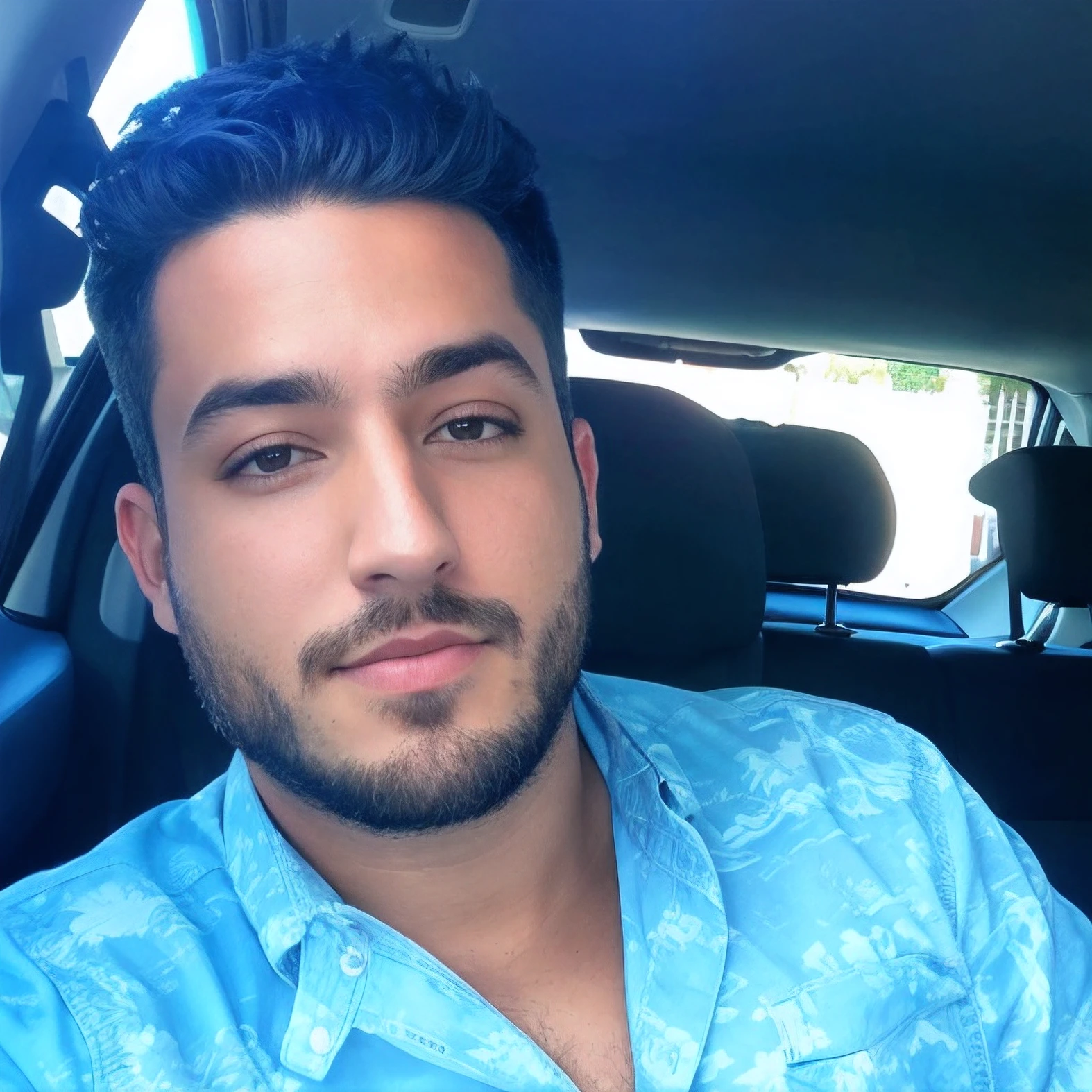 Homem de camisa azul sentado em um carro, foto de perfil headshot, imagem de perfil, Jovem homem grego, taken in the early 2020s, Foto de perfil, cara bonita, attractive and good looking, 1 / 2 headshot, em torno de 1 9 anos, foto headshot, Alex, 1 / 4 headshot, halfbody headshot