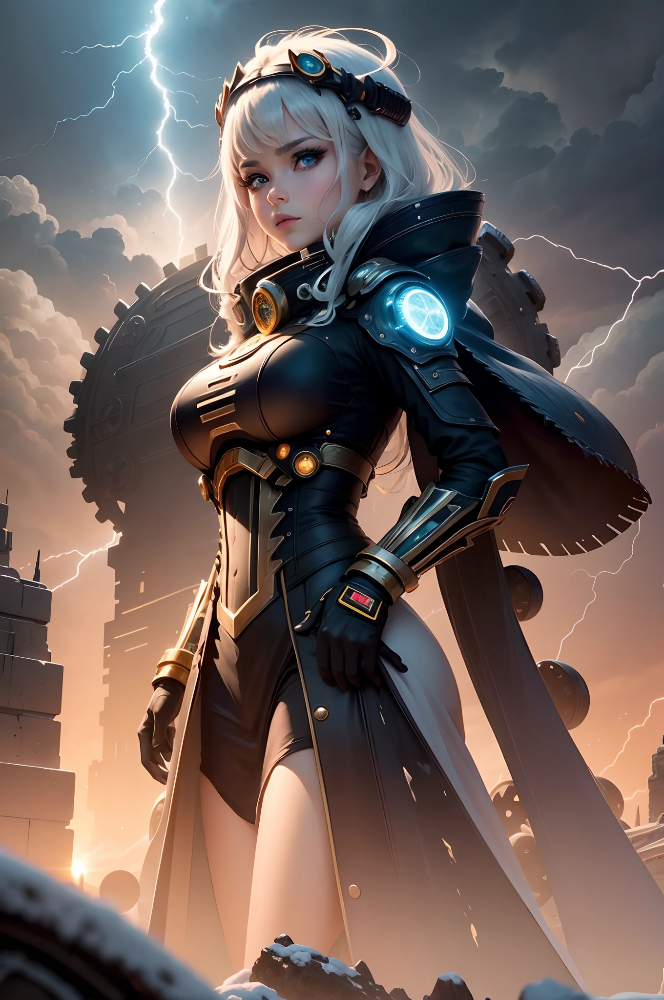 realistic visual effects,attractive beautiful,dramatic contrast,Gentle lighting,Delicate warmth,the soft light,hyper HD,Extremely colorful,best qualityer,Snow-whiteskin,8K high quality,Sexy goddess,A pair of big eyes are beautiful and moving,White skin,Makeup,Sexy outfit,Armed with futuristic modern weapons,gold;jewely;Blue Electric,【Background with】Large gears,Large gears,Doomsday ruins,Giant tornado,Strange sky,Lightning Thunder,The setting sun burns the dark clouds,Multiple planets,The end of the world,Multiple planets,Mards,Jupiter,Mercury,Strange sky,The Eiffel Tower,Egyptian pyramids,Great Wall of China,Giant Tornado ultra-futuristic car,Cool headlights。realistic visual effects,attractive beautiful,dramatic contrast,Gentle lighting,Delicate warmth,the soft light,hyper HD,Extremely colorful,best qualityer,Snow-whiteskin,8K high quality,Sexy goddess,A pair of big eyes are beautiful and moving,White skin,Makeup,Sexy outfit,Armed with futuristic modern weapons,gold;jewely;Blue Electric,【Background with】Large gears,Large gears,Doomsday ruins,Giant tornado,Strange sky,Lightning Thunder,The setting sun burns the dark clouds,Multiple planets,The end of the world,Multiple planets,Mards,Jupiter,Mercury,Strange sky,Giant Tornado ultra-futuristic car,Cool headlights realistic visuals,attractive beautiful,dramatic contrast,Gentle lighting,Delicate warmth,the soft light,hyper HD,Extremely colorful,best qualityer,Snow-whiteskin,8K high quality,Sexy goddess,A pair of big eyes are beautiful and moving,White skin,Makeup,Sexy outfit,Armed with futuristic modern weapons,gold;jewely;Blue Electric,【Background with】Large gears,Large gears,Doomsday ruins,Giant tornado,Strange sky,Lightning Thunder,The setting sun burns the dark clouds,Multiple planets,The end of the world,Multiple planets,Mards,Jupiter,Mercury,Strange sky,The Eiffel Tower,Egyptian pyramids,Great Wall of China,Giant Tornado ultra-futuristic car,Cool headlights。