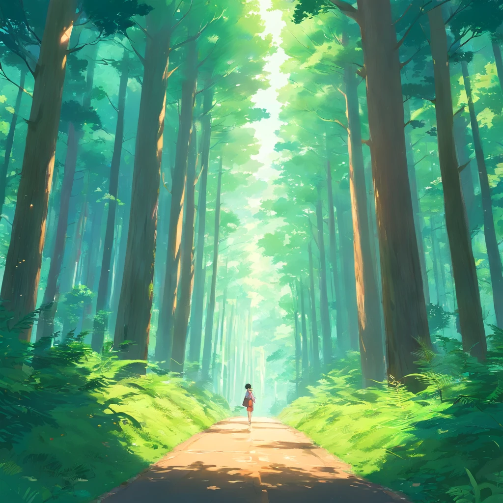 Tyndall Light,floresta exuberante。coniferous forest。Don't road,Don't be human。