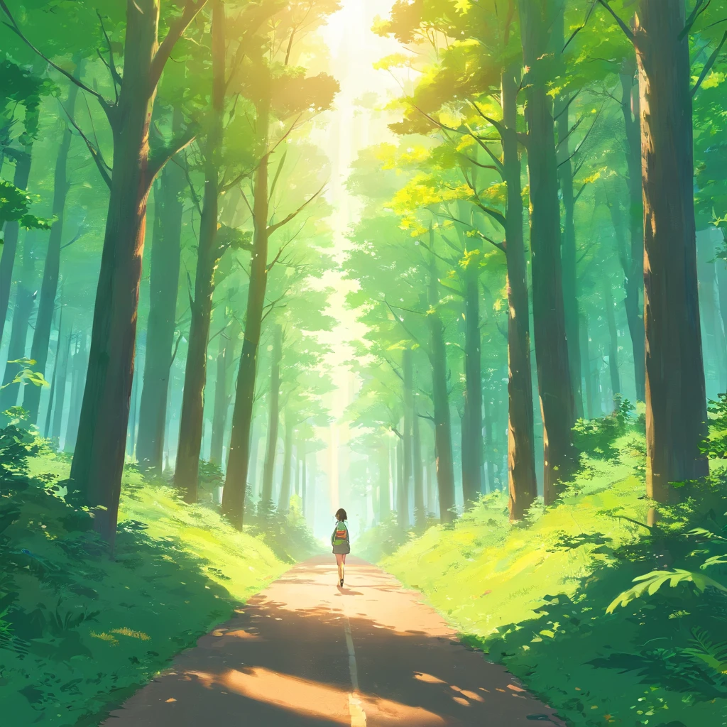 Tyndall Light,floresta exuberante。coniferous forest。Don't road,Don't be human。