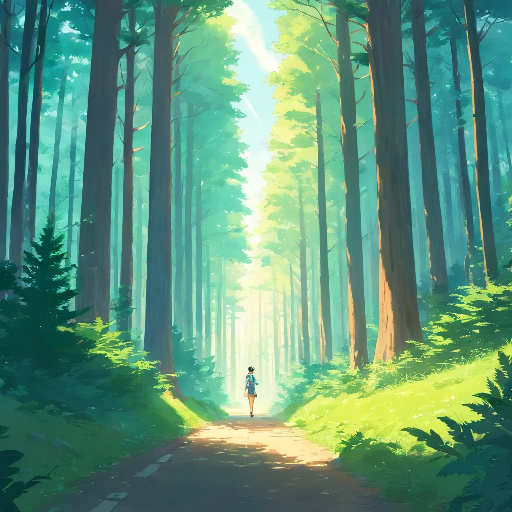Tyndall Light,floresta exuberante。coniferous forest。Don't road,Don't be human。