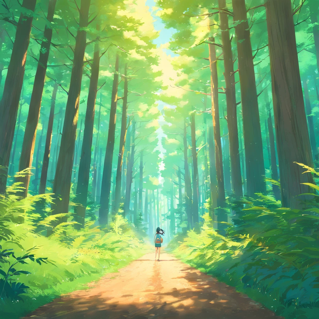 Tyndall Light,floresta exuberante。coniferous forest。Don't road,Don't be human。