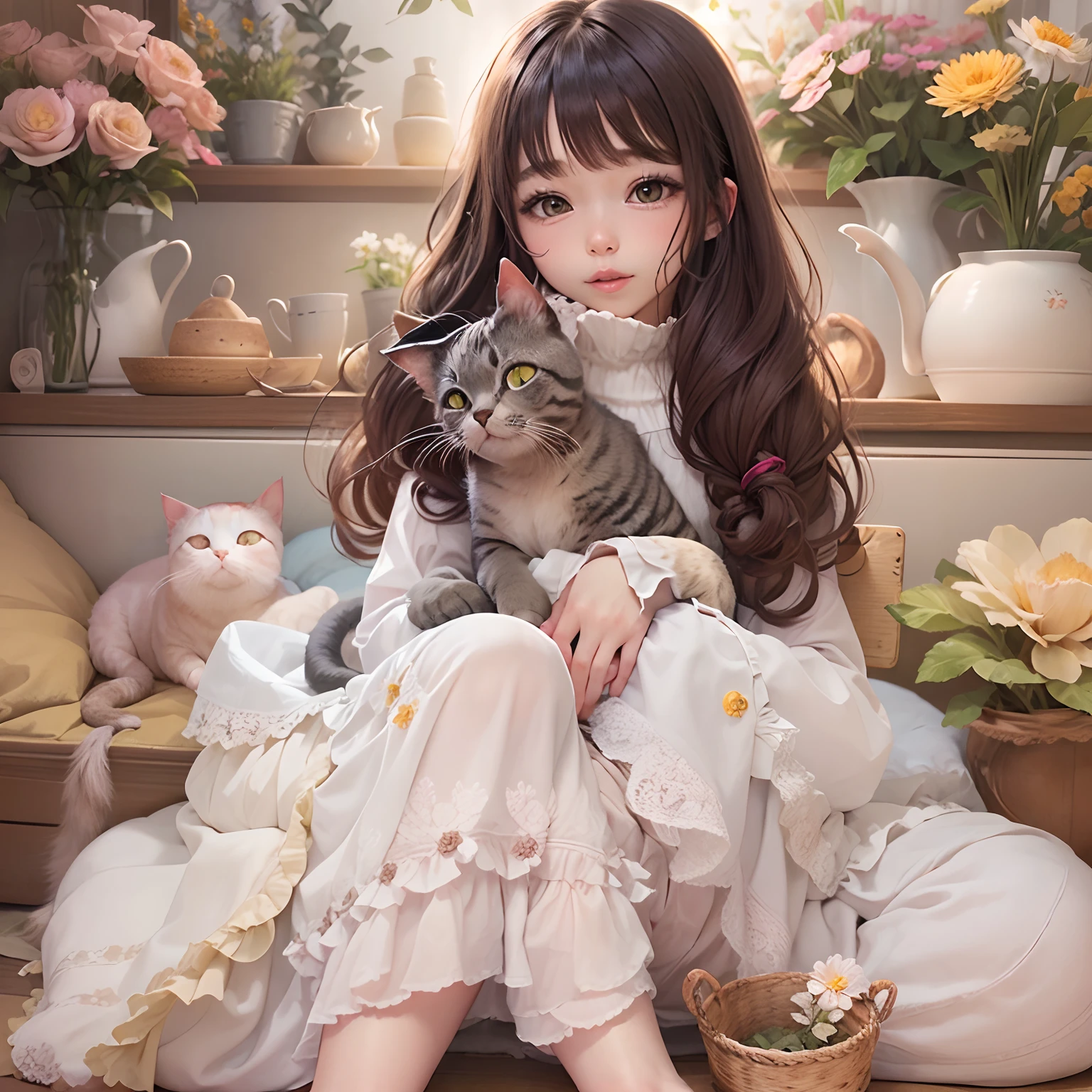 cute little surreal cat、Munchkin、droopy ears、Little、adorable fluffy、cinematic lighting effects、Charming、very cute、fantasy art、Bokeh、digital painting、soft lighting、4K resolution、 photorealistic rendering、very detailed、a realistic masterpiece、professional photography、