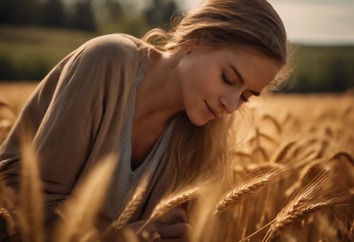 Masterpiece, best quality, (very detailed CG unified 8k wallpaper) (best quality), (best illustration), (best shade) nature harvest wheat, super meticulous , people working in the fields --v6