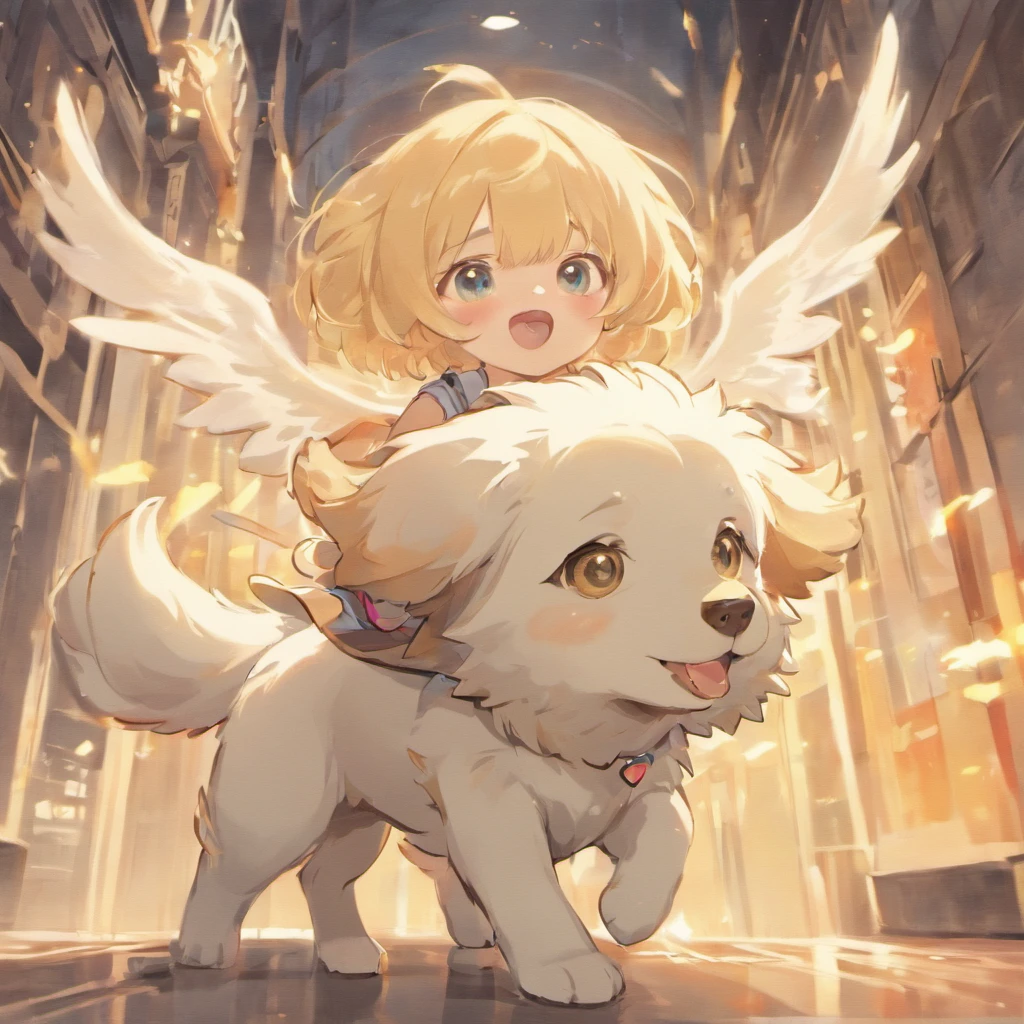 White hairs、One puppy、fluffy fur、White puppy、Vigorous、Puppy who loves anime、,, furry animal,Maltipoo puppy、Jumping、Golden Retriever Puppies、