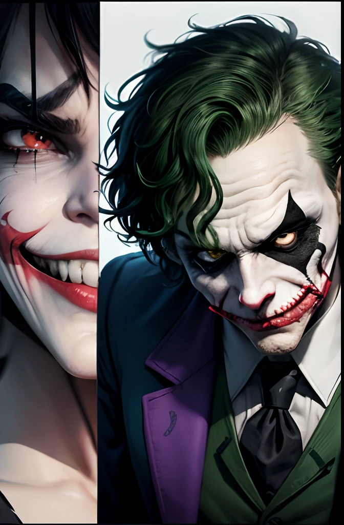 Split head and body Batman inside The Joker inside The Batman