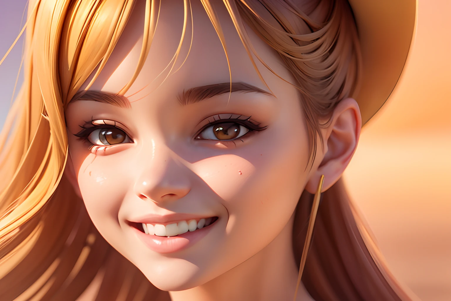 a close up of a woman with a smile on her face, stanley artgerm lau, realistically shaded, photoreal, the girl and the sun, a beautiful teen-aged girl, clean image, face close - up, pastel artwork, highly detailed, superior high quality
