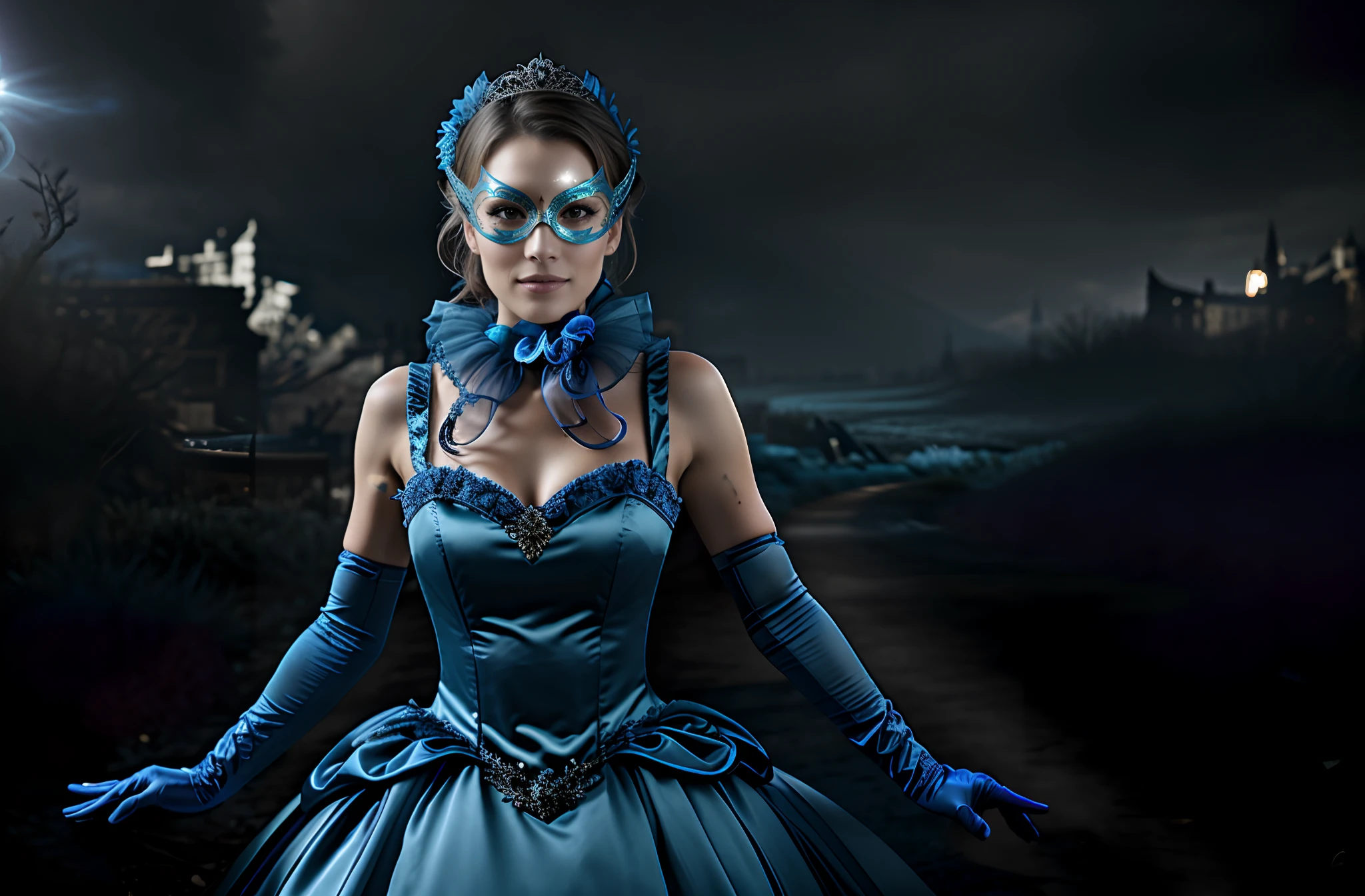 beautiful French woman wearing a masquerade mask