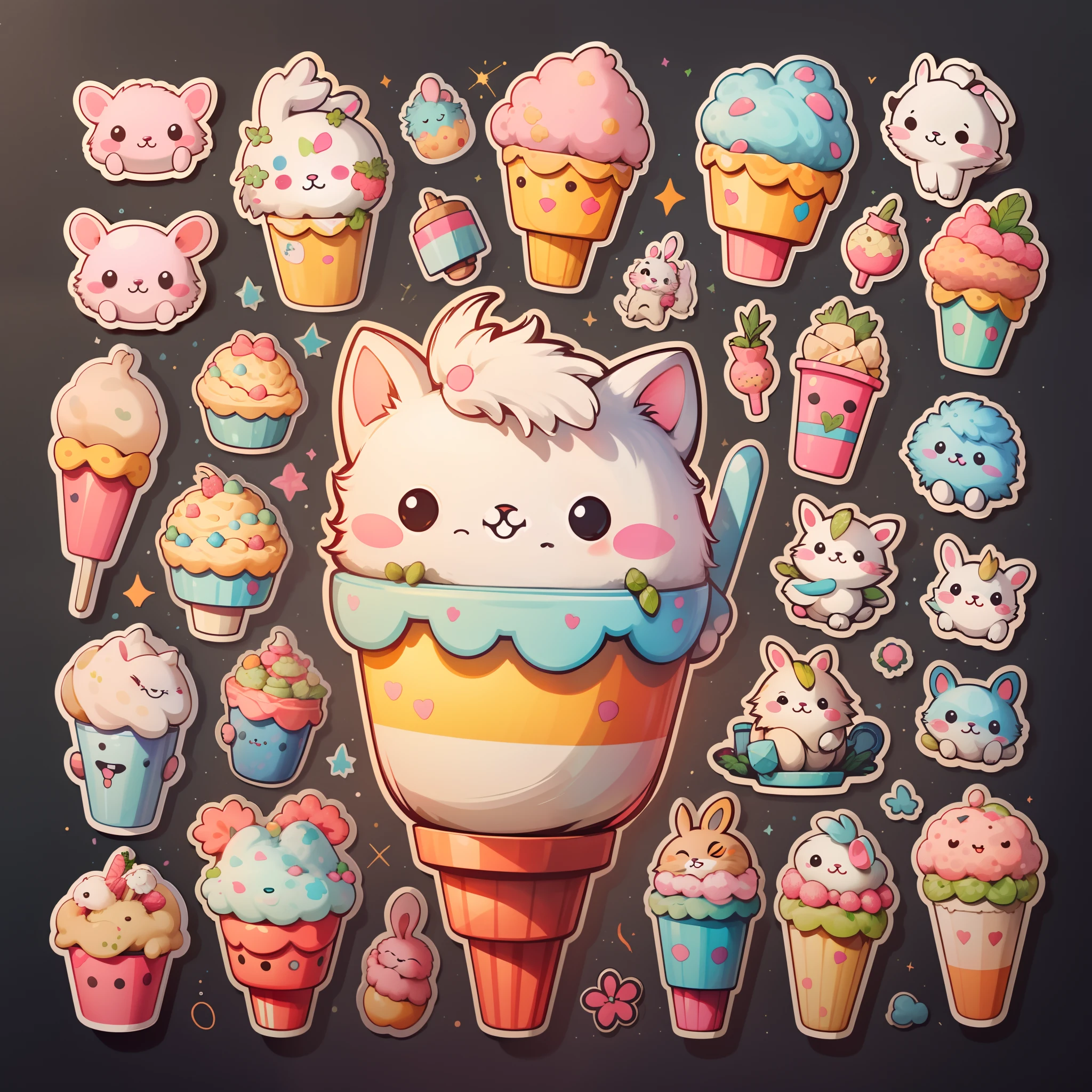 a sticker,Swap the ice cream for a cute bowl,Various bowls of cute rabbits,simple backgound,overlooks,overlooks,Pets random