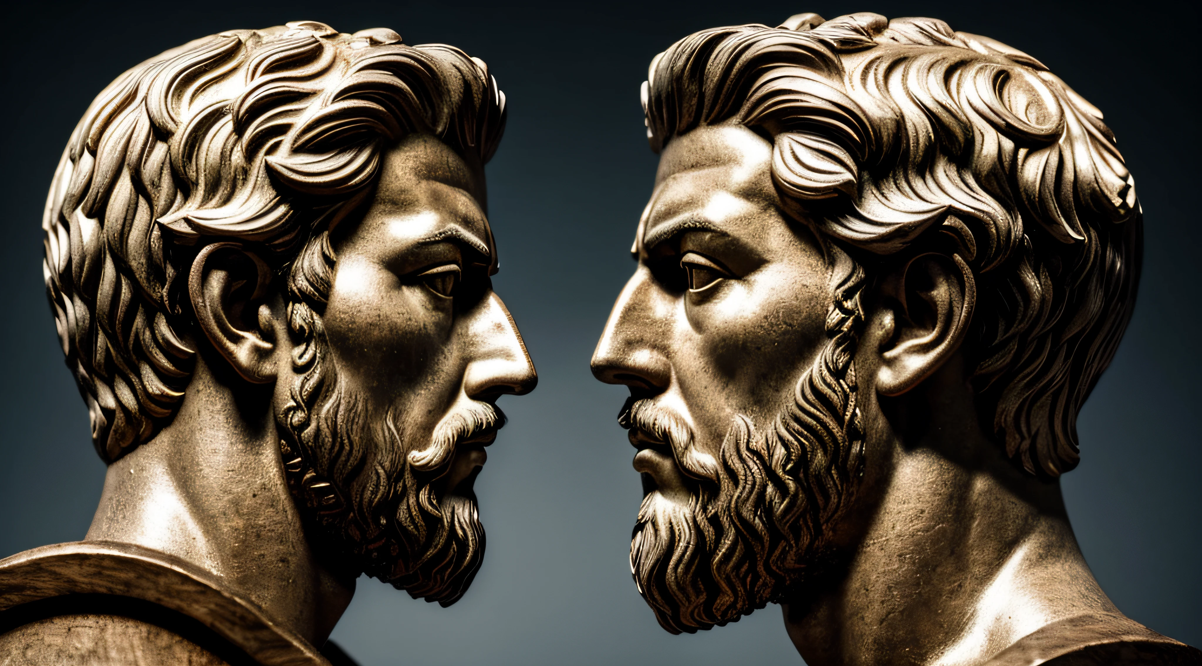1 marcus aurelius, ultra realistic , handcrafted , masterpiece , side view , fully side view , 4k , serious expression, stoic expression , solo