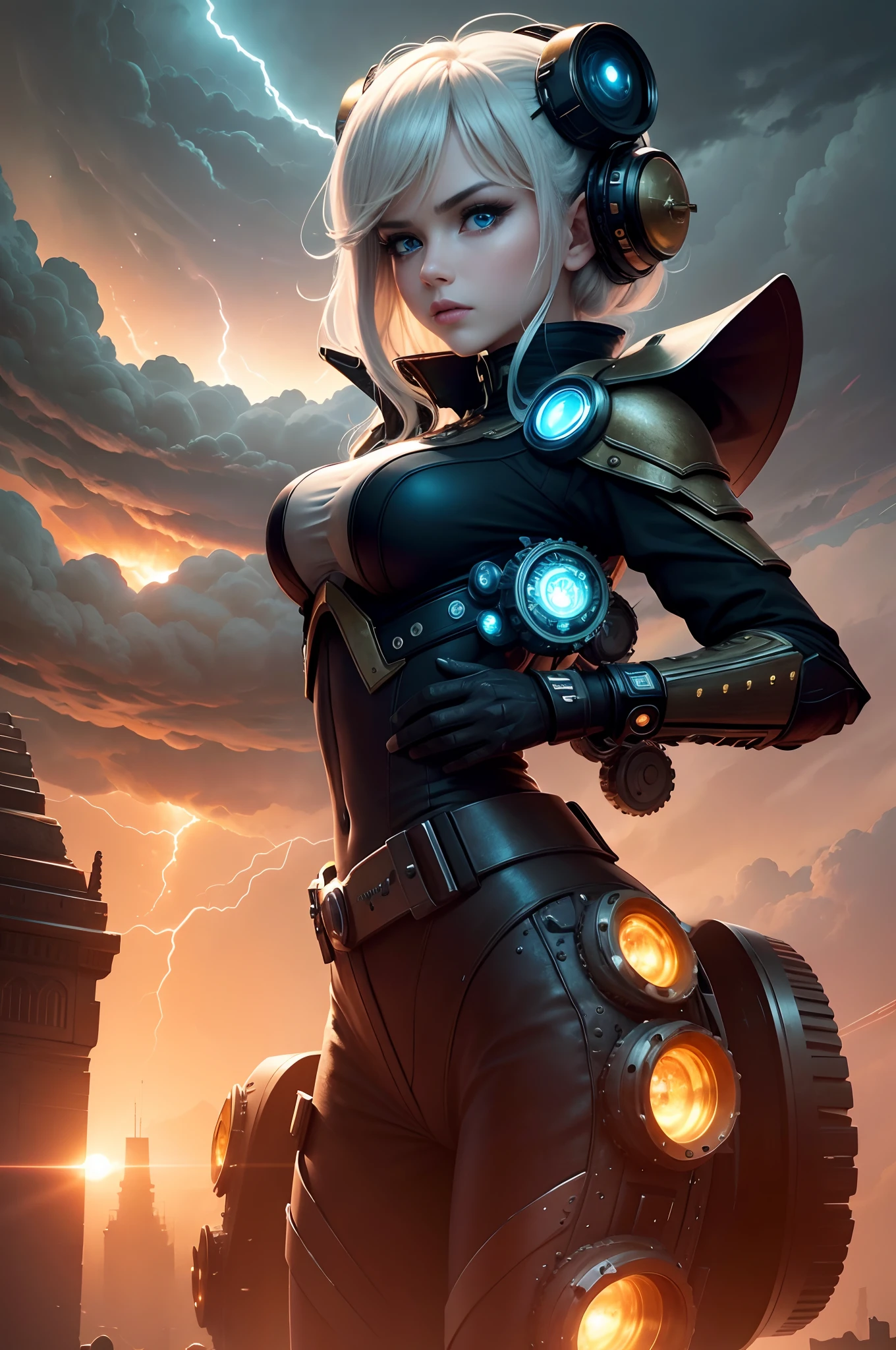 realistic visual effects,attractive beautiful,dramatic contrast,Gentle lighting,Delicate warmth,the soft light,hyper HD,Extremely colorful,best qualityer,Snow-whiteskin,8K high quality,Sexy goddess,A pair of big eyes are beautiful and moving,White skin,Makeup,Sexy outfit,Armed with futuristic modern weapons,gold;jewely;Blue Electric,【Background with】Large gears,Large gears,Doomsday ruins,Giant tornado,Strange sky,Lightning Thunder,The setting sun burns the dark clouds,Multiple planets,The end of the world,Multiple planets,Mards,Jupiter,Mercury,Strange sky,The Eiffel Tower,Egyptian pyramids,Great Wall of China,Giant Tornado ultra-futuristic car,Cool headlights。realistic visual effects,attractive beautiful,dramatic contrast,Gentle lighting,Delicate warmth,the soft light,hyper HD,Extremely colorful,best qualityer,Snow-whiteskin,8K high quality,Sexy goddess,A pair of big eyes are beautiful and moving,White skin,Makeup,Sexy outfit,Armed with futuristic modern weapons,gold;jewely;Blue Electric,【Background with】Large gears,Large gears,Doomsday ruins,Giant tornado,Strange sky,Lightning Thunder,The setting sun burns the dark clouds,Multiple planets,The end of the world,Multiple planets,Mards,Jupiter,Mercury,Strange sky,Giant Tornado ultra-futuristic car,Cool headlights