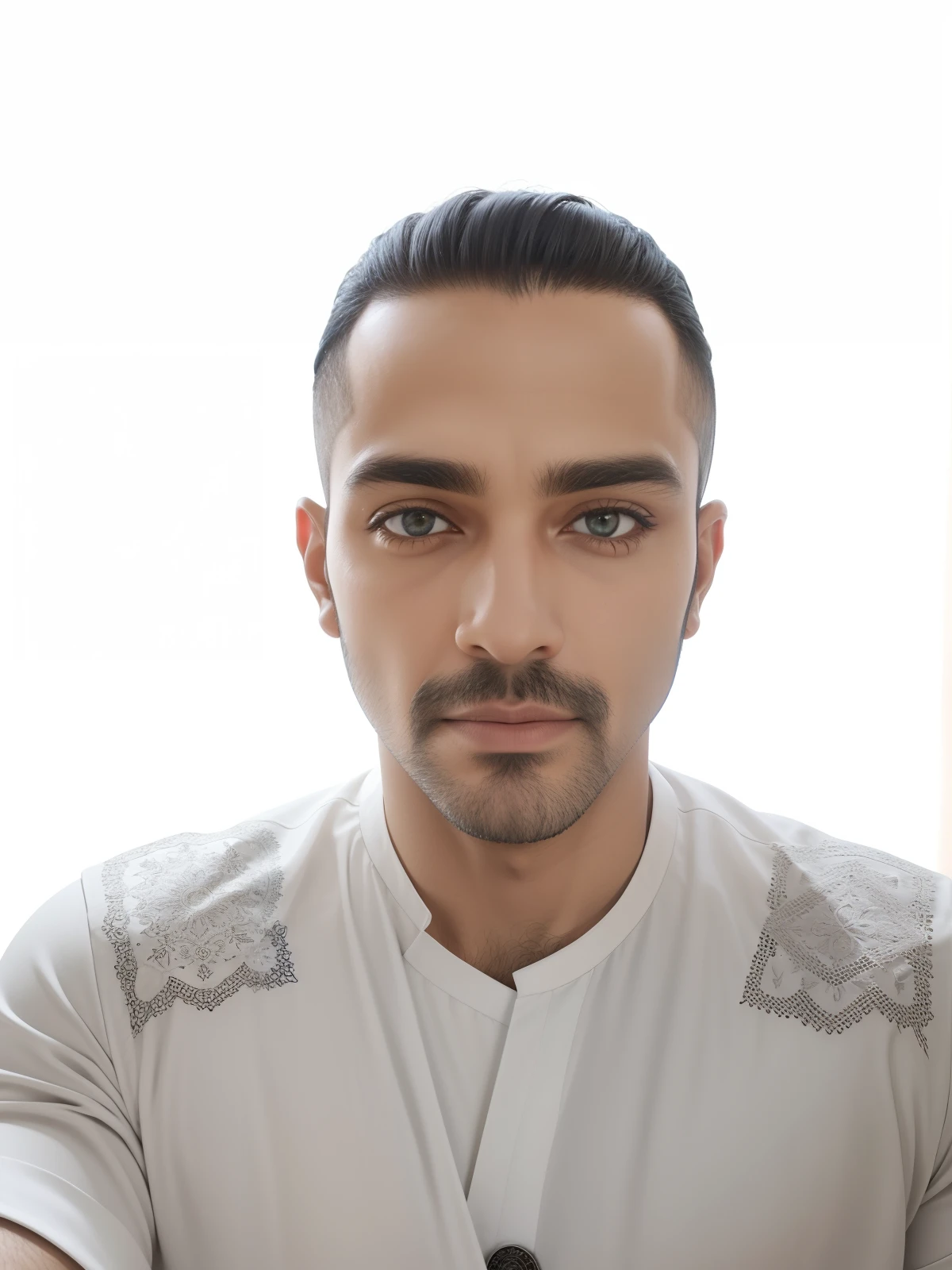 Homem macho, roupa branca, Blusa branca decente, heavens, celestial, Olho realista, olhos detalhados, olhar piedoso, Olhar forte, Rosto detalhado, boca normal, boca detalhada, renderizado, fotorrealista, Ultra HD | | |, 4k, texturas detalhadas, cores detalhadas, Sombras realistas, sombras detalhadas, decente, long tunic, barba grande, Barba Judeu, floresta nas montanhas, palmeiras, Homem, macho, hebraico, cores detalhadas, nitidez detalhada, Ultra HD | |, Texturas realistas, contraste detalhado, 8k, sem turbante, without a hat, cabelo bem cortado, cabelo militar, cabelo preto natural,