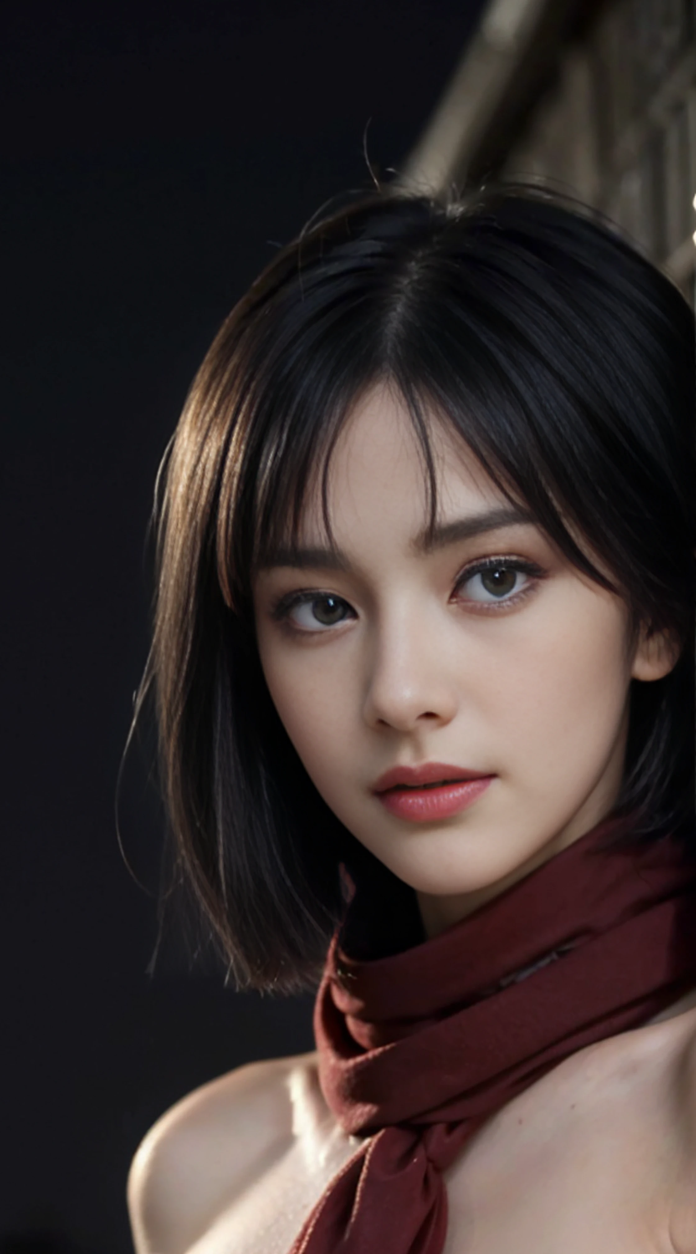 8K, Top Quality, Intricate Details, Ultra Detail, Ultra High Resolution, Masterpiece, random angle, mikasa ackerman, Slender, Smile, (Makeup: 0.4), (Fluffy Blue Eyes: 1.21), blue Eyes,, ((full body)), 1girl, solo, 1 girl, (( full body)), close-up shot, , , ((tall)), (((fit body))), (((slim face))), sharp face, sharp eyes, (((black hair, short hair, bangs )) ,(detailed face), sharp face, small lips, thin lips,
((red scarf, naked)), detailed face, detailed breast, , large breast, detail, , Beautiful girl with accentuated slender abs: 1.4, Six Pack Abs: 1.4, Bust Botox, Big, Perfect Body, detail leg, (( moonlight)), ocean