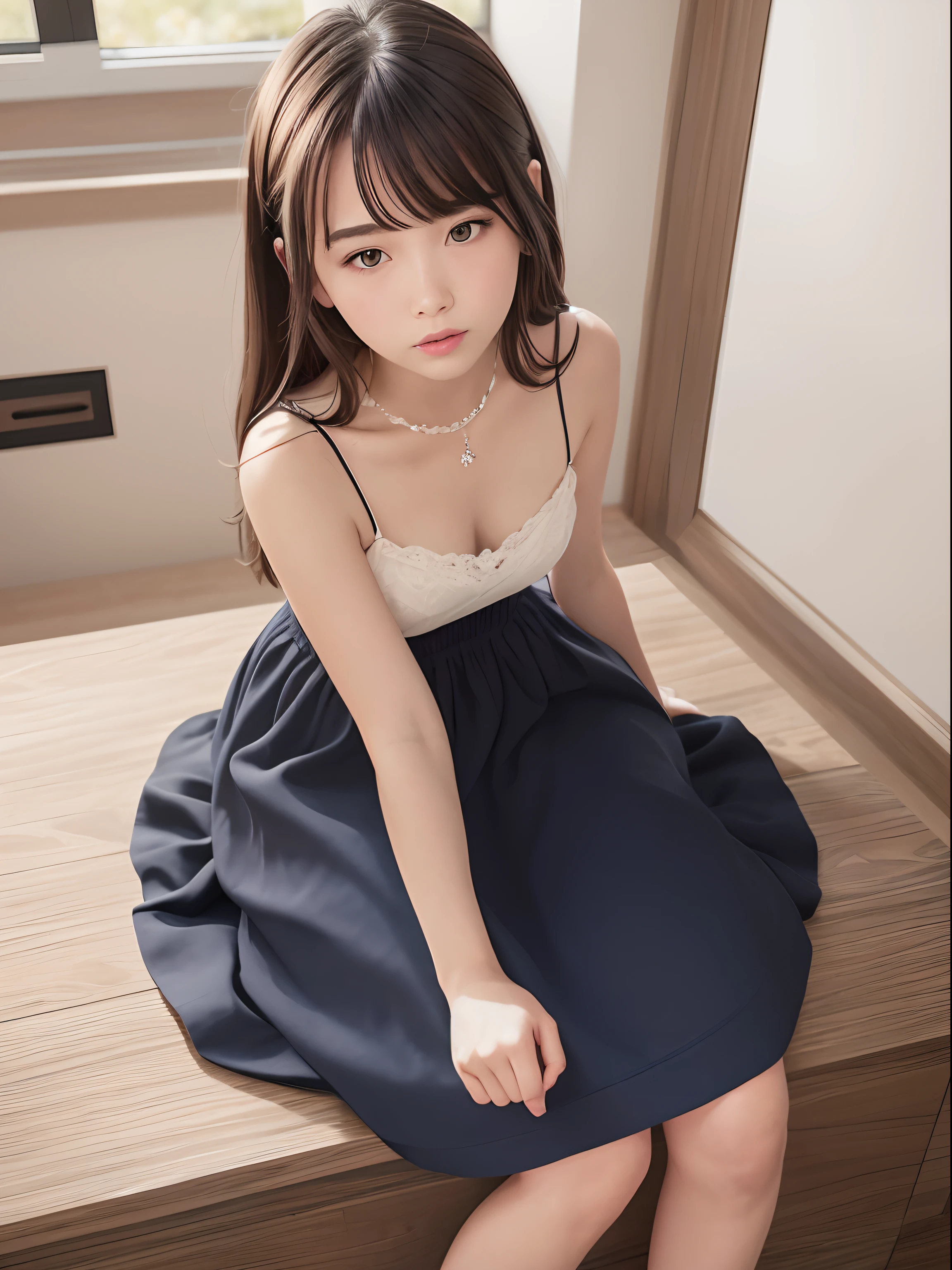 Highest Quality, excellent details, 超A high resolution, (fidelity: 1.4), The best illustrations, favor details, Highly condensed 1girl, with a delicate and beautiful face, Delicate collarbones, High Quality Fishtail Skirt, Shyness,Sit up