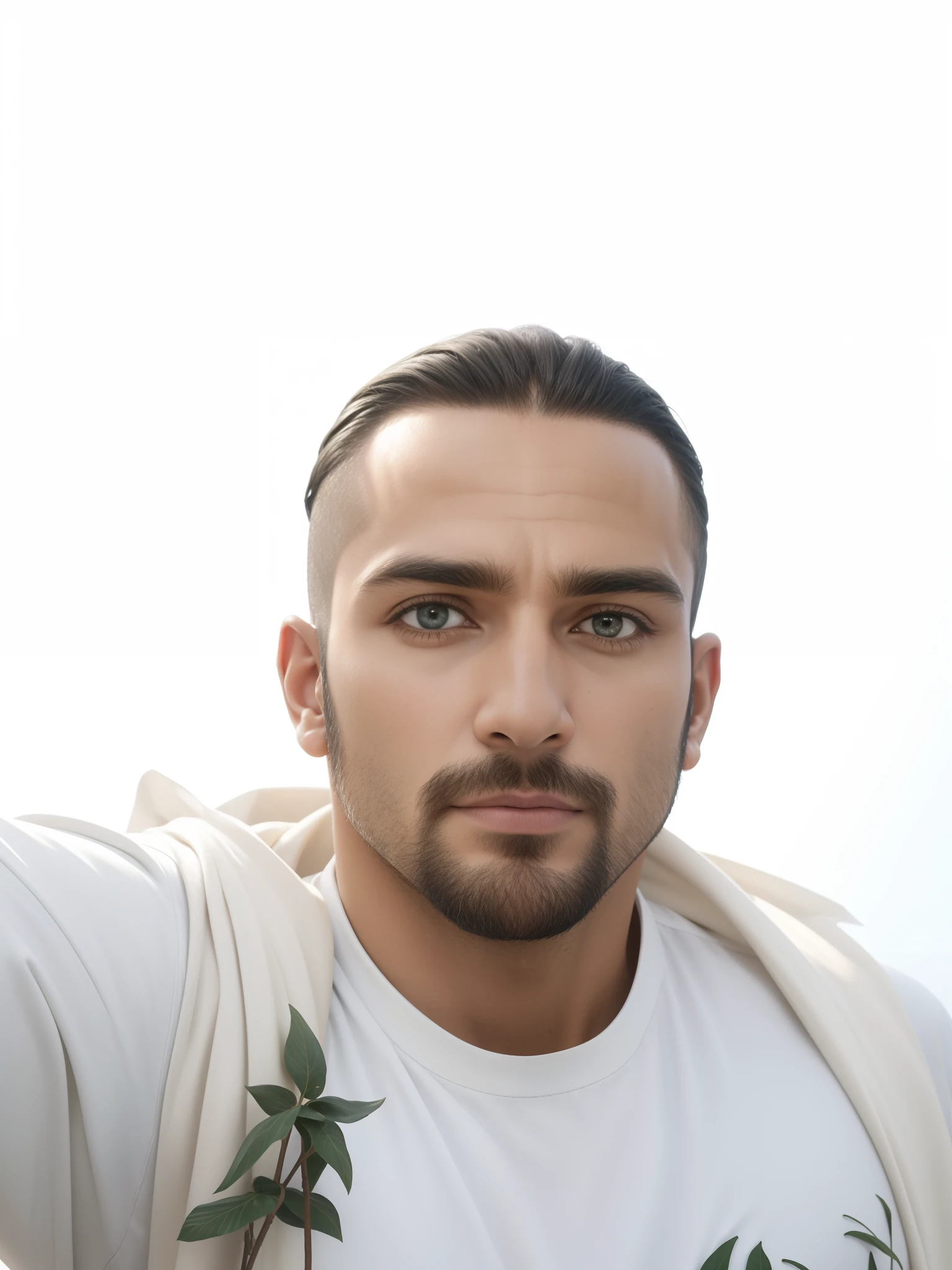 Homem macho, roupa branca, Blusa branca decente, heavens, celestial, Olho realista, olhos detalhados, olhar piedoso, Olhar forte, Rosto detalhado, boca normal, boca detalhada, renderizado, fotorrealista, Ultra HD | | |, 4k, 8k, 16k, alta resolução, imagem 8k, Textura 8k,texturas detalhadas, cores detalhadas, Sombras realistas, sombras detalhadas, decente, long tunic, barba grande, Barba Judeu, floresta nas montanhas, palmeiras, Homem, macho, hebraico, cores detalhadas, nitidez detalhada, Ultra HD | |, Texturas realistas, contraste detalhado, 8k, sem turbante, without a hat, cabelo bem cortado, cabelo militar, cabelo preto natural,