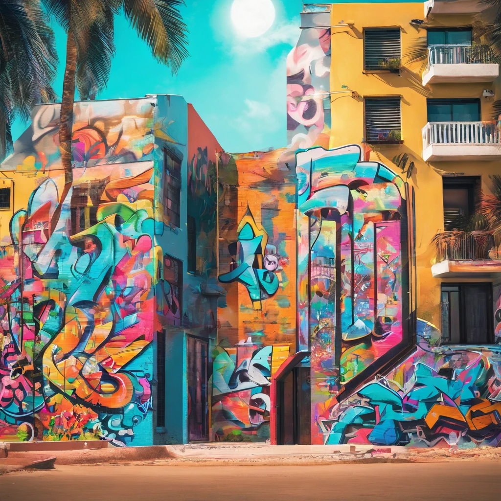 (the Extremely Detailed CG Unity 8K Wallpapers),(masutepiece), (Best Quality), (Ultra-detailed), (Best Illustration),(Best Shadow), Beach painting on the wall,Painting of a palm tree on the wall、Picture of surfboard on wall、BREAK, Spa Swimwear,