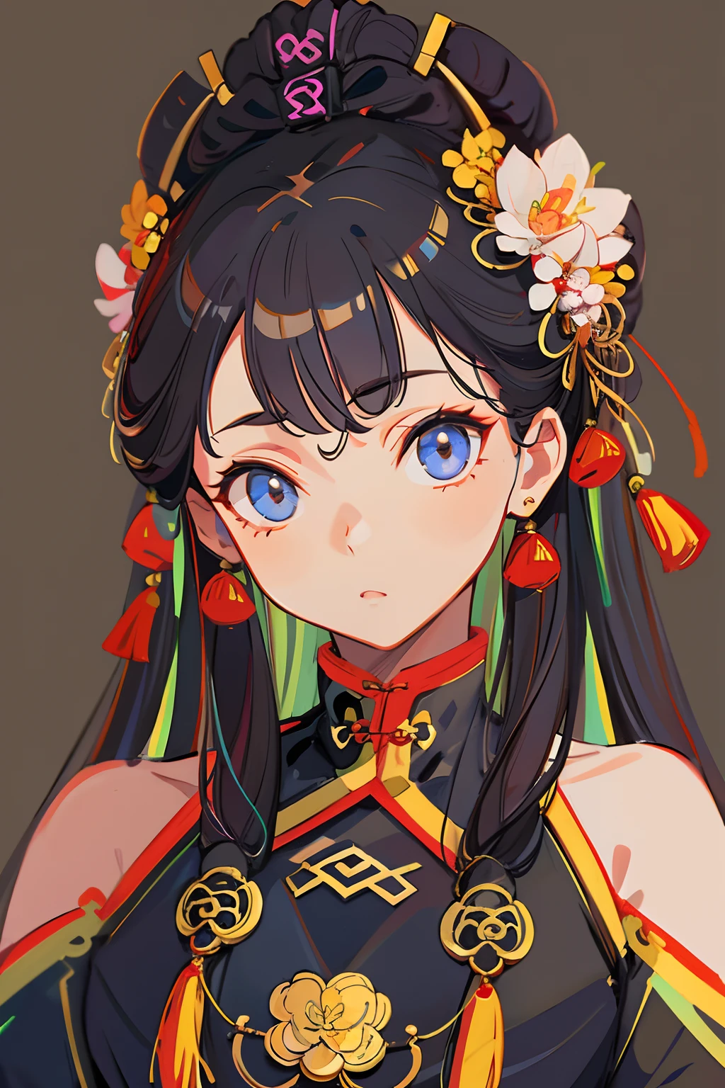 Well drawn eyes, Carefully drawn face, A detailed eye, well detailed face, Chinese，hair adornments