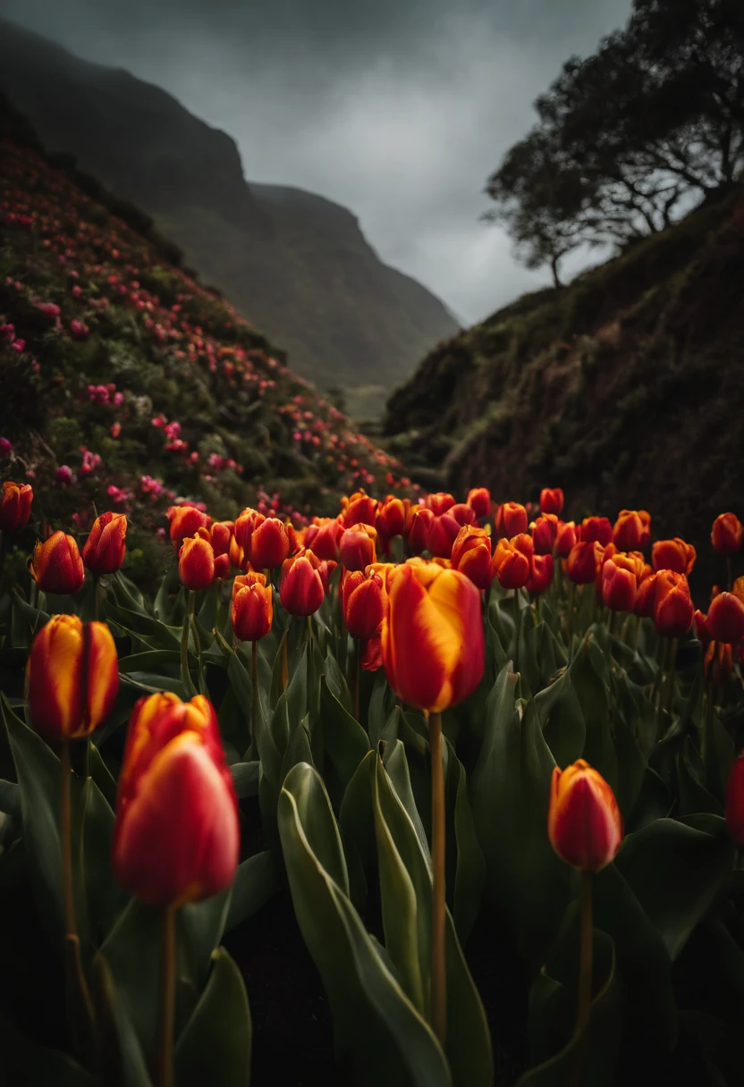 tulipa entalhada em madeira
