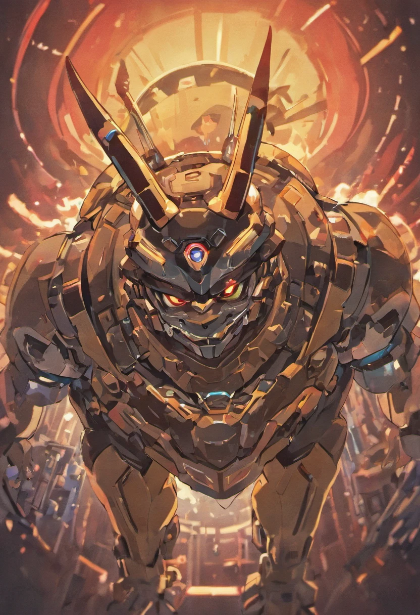 a mecha bulldog head anime style