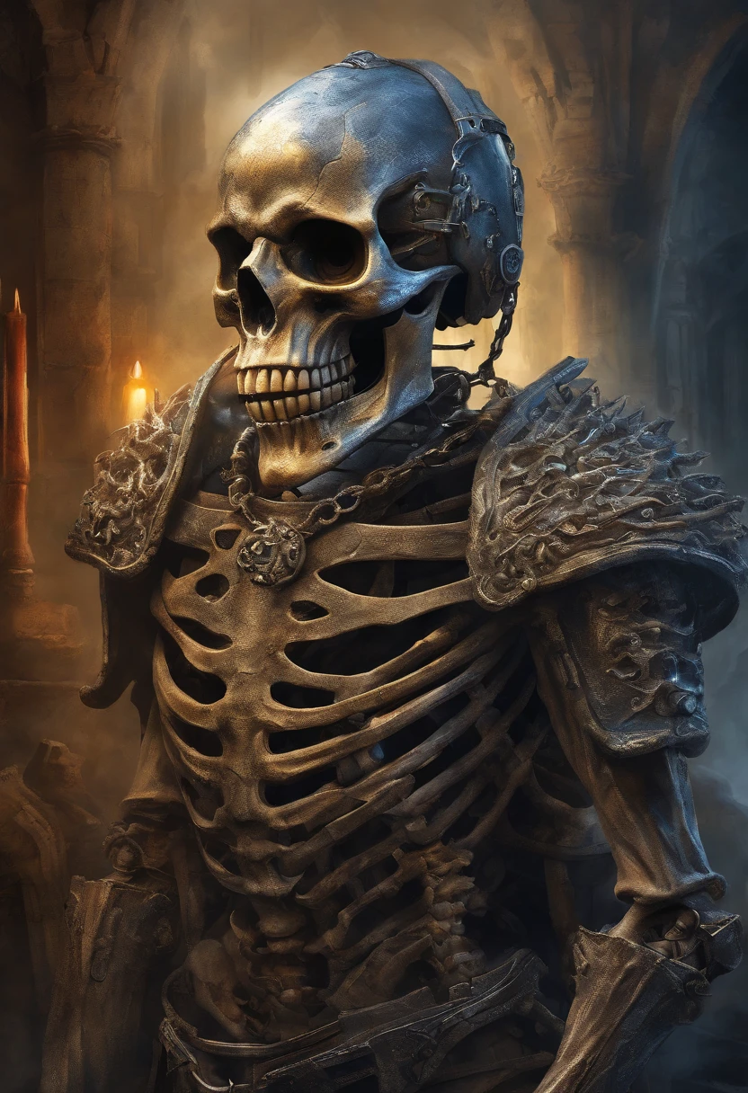 top-quality, Dramatic Lighting, menacing pose, fierce look, epic atmosphere, (((Helmet in the shape of a skeleton head))), (((Full body shot))),Men in black cloaks made of metal, cyborgs, Cyberpunk style, Clockwork, ((Intricate details)), nffsw, ((Intricate details, hyperdetails)), incandescent lamps, cinematic shot, Vignette, bokeh effect beckground, (dogy), (Full body shot).