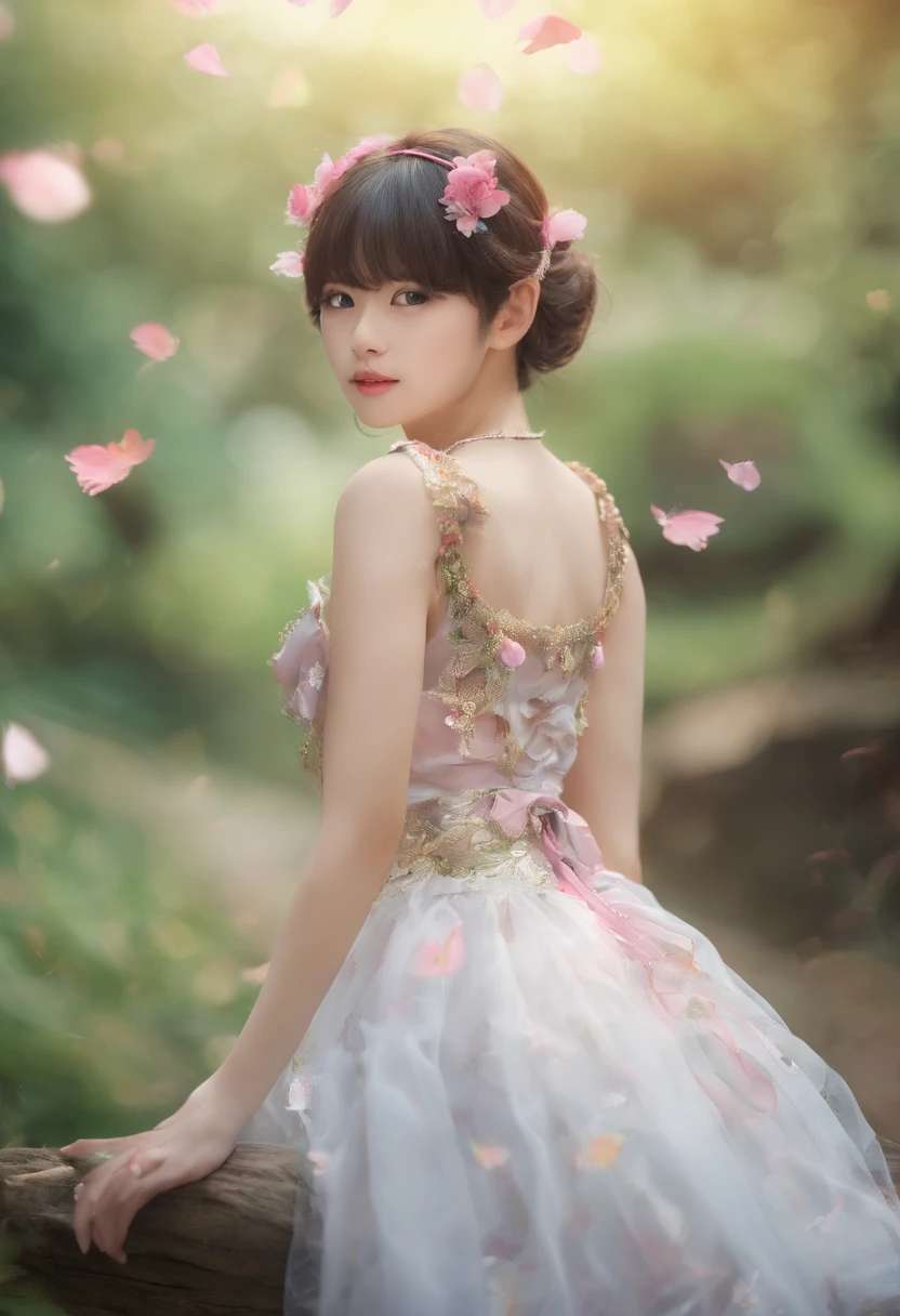 ((top-quality, in 8K,Raw photo)), (Realistic, Photorealsitic: 1.37), (Face Focus: 1.1), cute Japanese girls, short-hair, Hair fluttering in the wind, femele、Japan idol system、(Sleeveless: 1.1)、Skirt, C cup breasts,