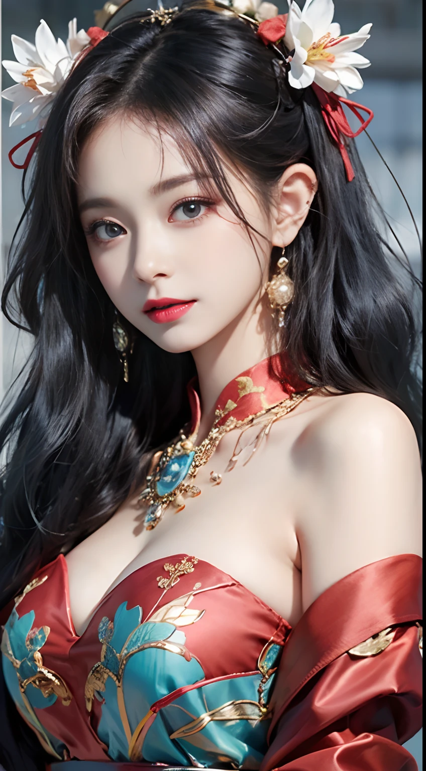 NSFW，（autumn night），[：（Facial Detailed：1.2）：0.2]，RAW Photos，top-quality），（Realiy，photoRealstic：1.30），Bokeh，8K-UHD，SLR，subdued lighting，hightquality，movie grain，nmasterpiece，super-reality，32K，Highly detailed CG Unity 8k wallpaper，best qualtiy， 1girl in，（Beautiful girl's face：1.2），NSFW，独奏，Style Glass，（middlebreasts，big breasts thin waist：1.2），（looking at the spectator），Floating in the sky，smog，Clouds，In the sky，brightly colorful，Full of dynamism、mystical colors、contemporary impressionism、Portrait of Chen Bin、Iris、3/Four perspectives、Cute face、low angles、Sweep circle composition、（chinese traditional red dress：1.2）、（dresses like chinese bride）、chinese wedding，lanthanum，Red Candle，