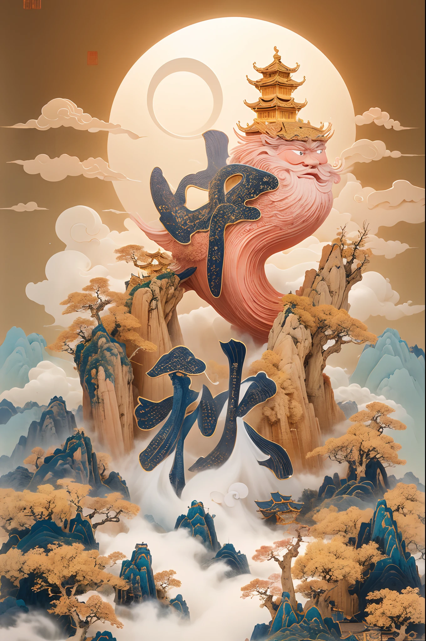 No Man, full moon，sweet osmanthus，Chang'e，Lanterns，palaces，Cloud, Chinese style, Masterpiece,Super refined,Stereoscopic,super rich,Ultra detailed,32K