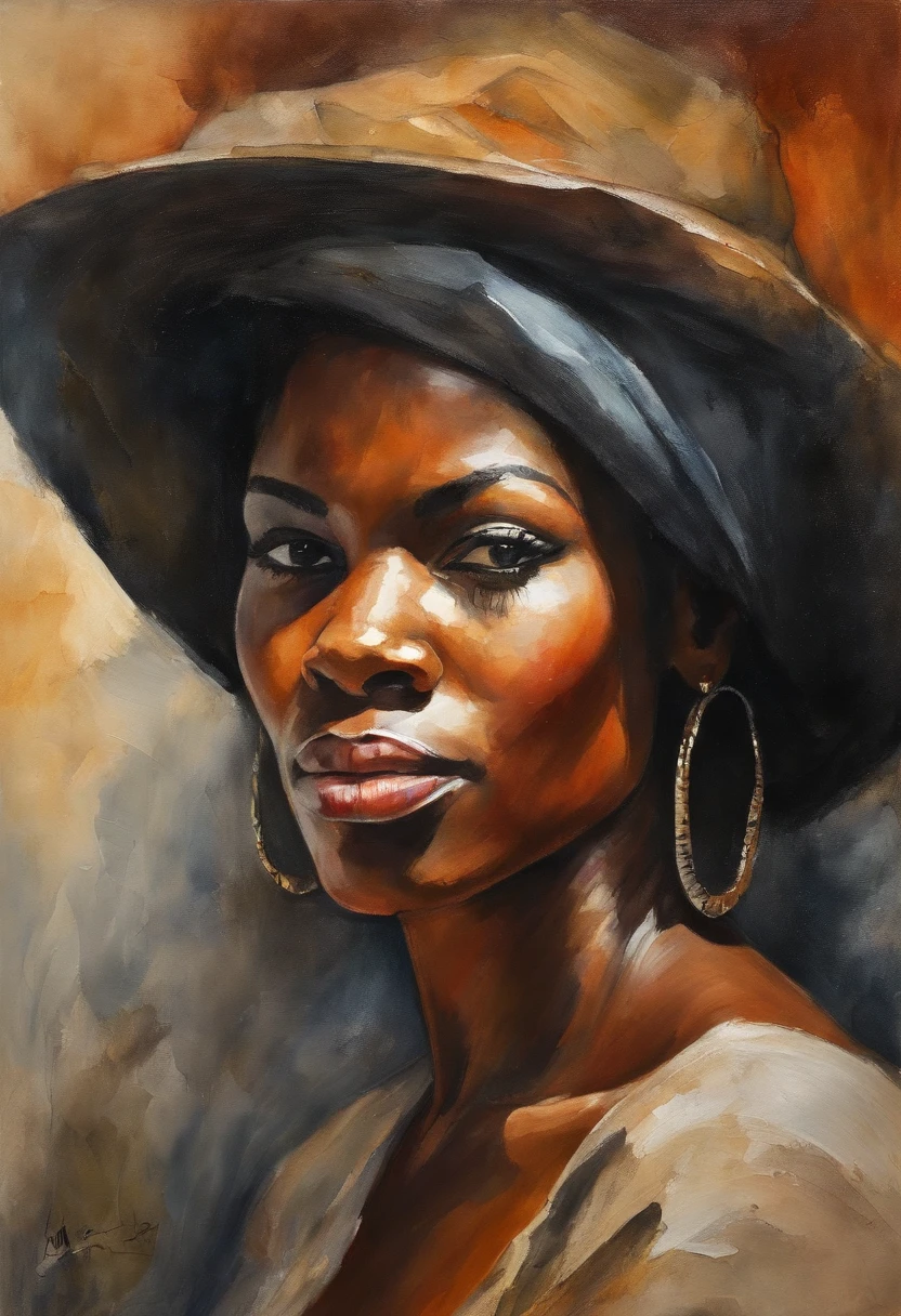 **Post-Impressionism style, black woman, introspective self-portraits, capturing the inner thoughts, emotions, and identity of black woman through evocative and introspective self-representations. --v 4 50** --s 2