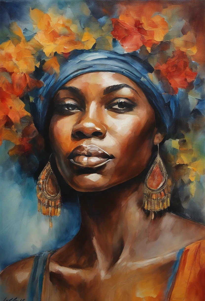 **Post-Impressionism style, black woman, introspective self-portraits, capturing the inner thoughts, emotions, and identity of black woman through evocative and introspective self-representations. --v 4 50** --s 2