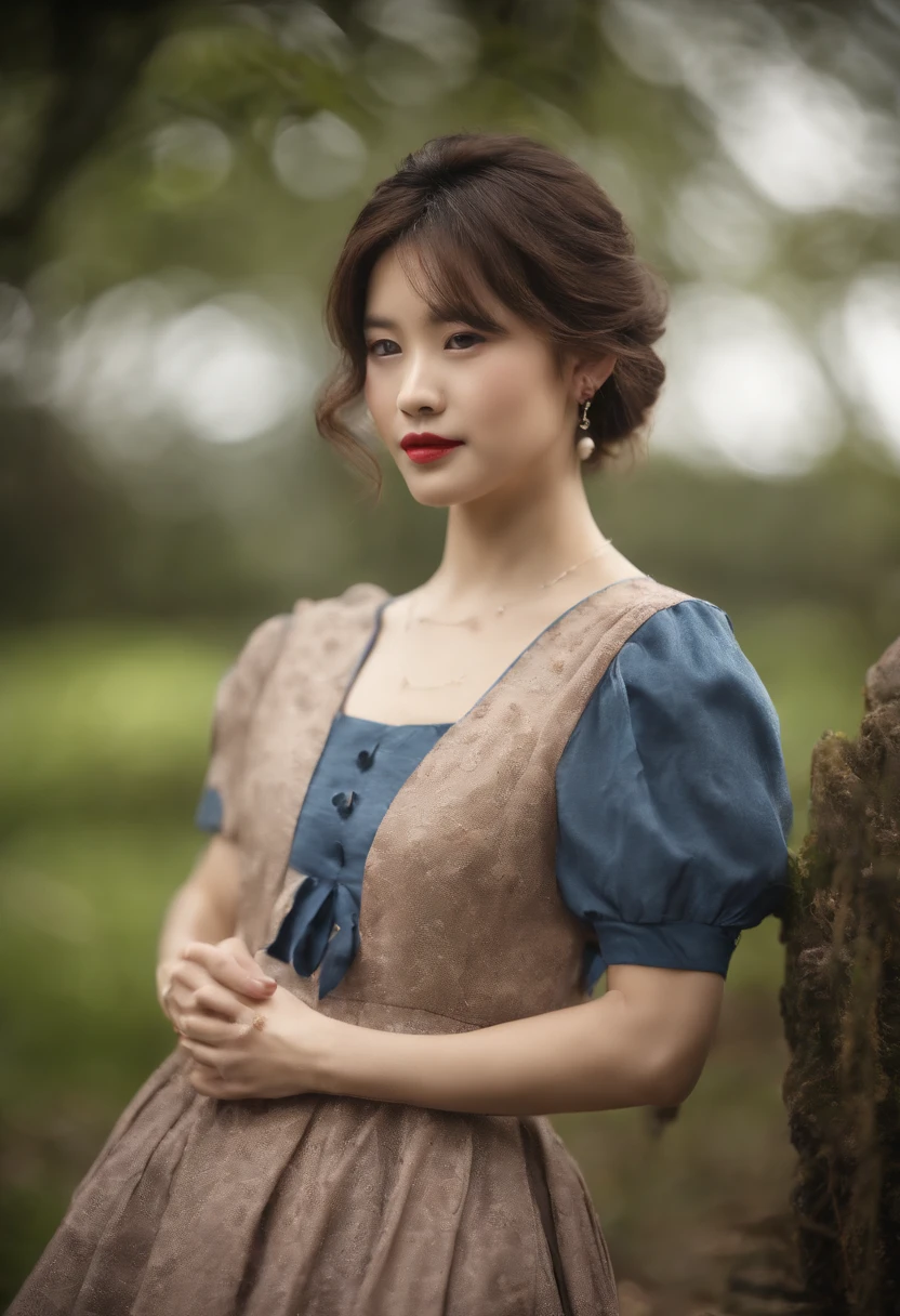 ((top-quality, in 8K,Raw photo)), (Realistic, Photorealsitic: 1.37), (Face Focus: 1.1), cute Japanese girls, short-hair, Hair fluttering in the wind, femele、Japan idol system、(Sleeveless: 1.1)、Skirt, C cup breasts,