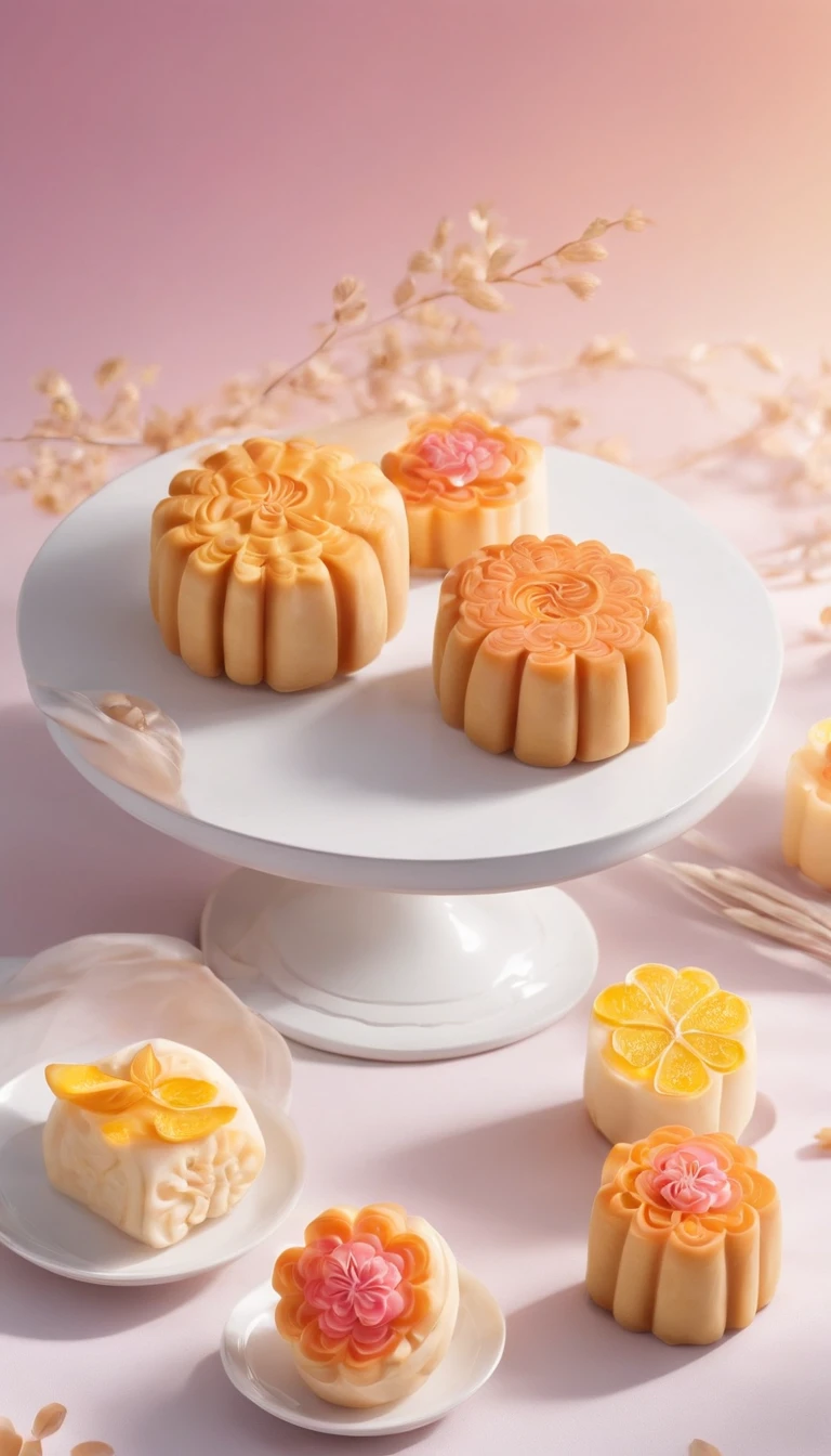 Merchandise photography，Mid-Autumn Festival, Reunion, full moon, the night, Cantonese mooncakes, teas, the fruits, edgBunny, Chang'e rushes to the moon, symetry, High detail, romanticism lain, Sparkle, god light, Ray tracing, hyper HD, retinas, Masterpiece, ccurate, Super detail, High details, High quality, Best quality, A high resolution, 16k, Anatomically correct