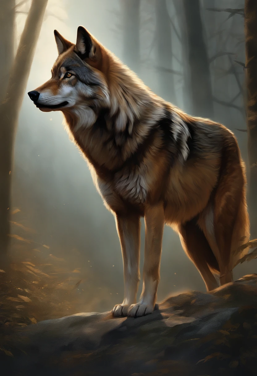 Create a logo of a wolf symbolizing independence. with a bright blush on the head