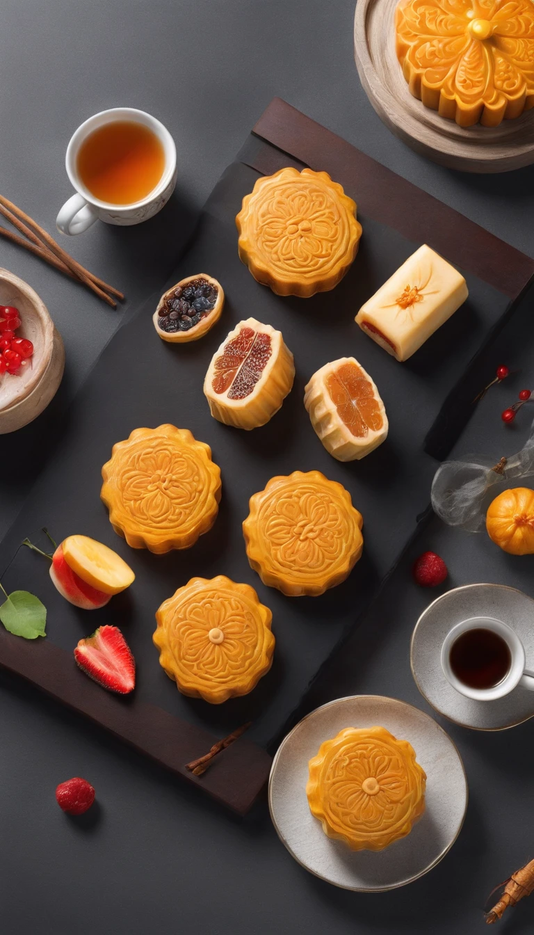 (best quality, 16k, highres, masterpiece:1.2), ultra-detailed, (realistic, photorealistic, photo-realistic:1.37), accurate, highly-detailed, high-quality, retina-level, anatomically correct, shiny, ray-traced, romantic, symmetrical, commercial photography, Mid-Autumn Festival elements, reunion, full moon, nighttime, Cantonese-style mooncakes, tea, fruits, rabbits, Chang'e flying to the moon, glowing, god rays, ray tracing, ultra-high definition, retina display, artistic masterpiece