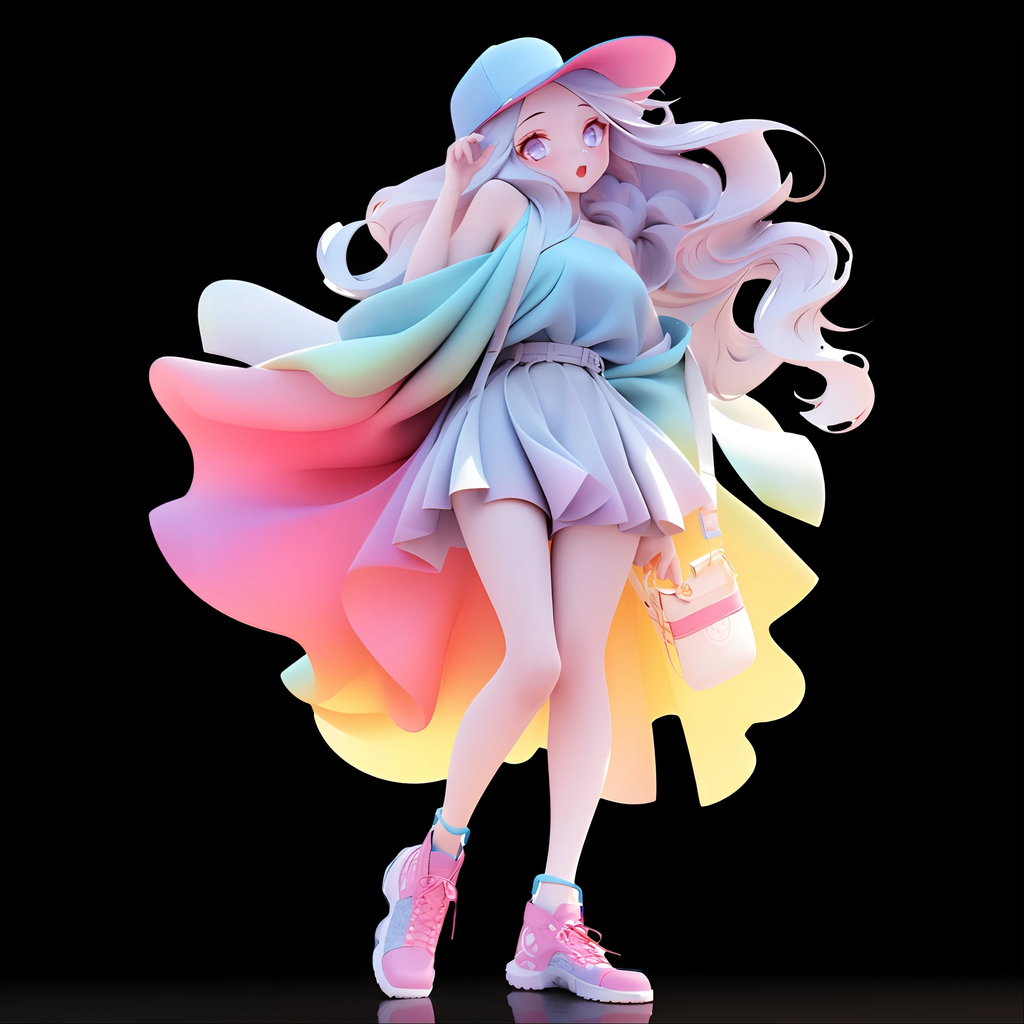 A close-up of a man in a hat and dress, render of april, render of a cute 3d anime girl, 3 d render official art, anime styled 3d, Colorful! Character design, Stylized anime, highly detailed character, Anime style. 8K, no gradien, official character art, ( highly detailed figure )