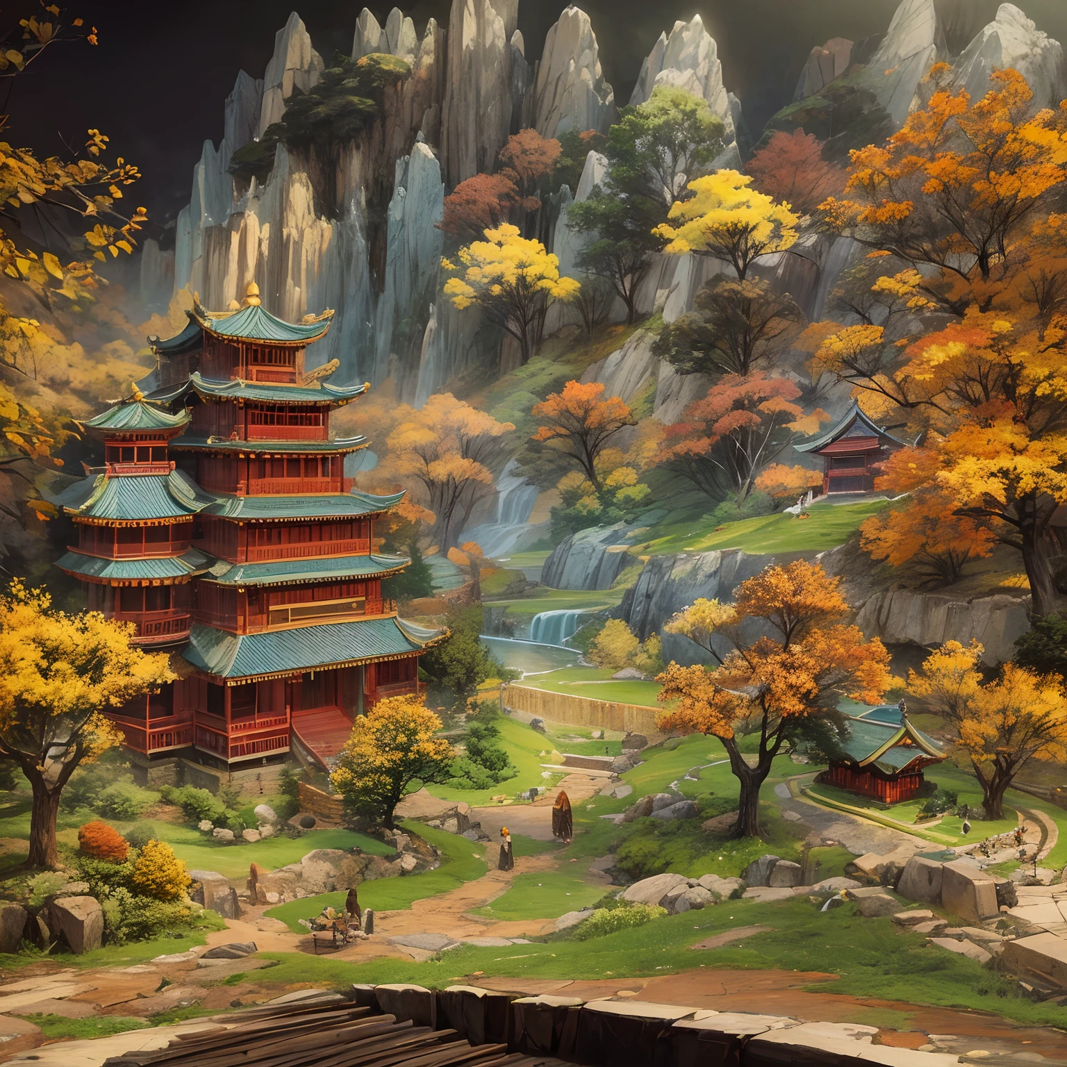 (popup book:1.5),(Chinese landscape),(plethora of colors,Best quality,detail detail,tmasterpiece,folk art,Cinematic lighting effects,4K,Chiaroscuro)
