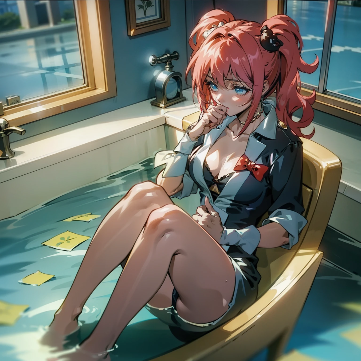 Royal sister,Bathroom bath,full bodyesbian,The lake is clear,4k画质,Reflection in the water