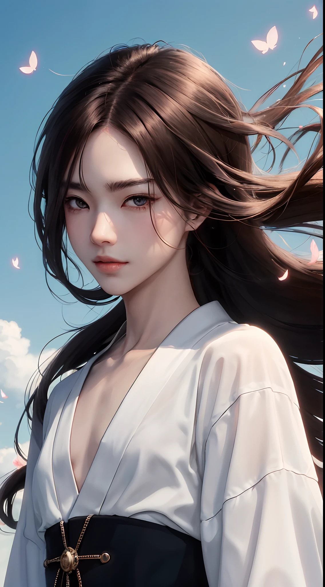 male people。age 40s。Uncle。BL anime in Japan。Long。Hair fluttering in the wind。Sharp eyes with slit length。Parallel eyebrows。