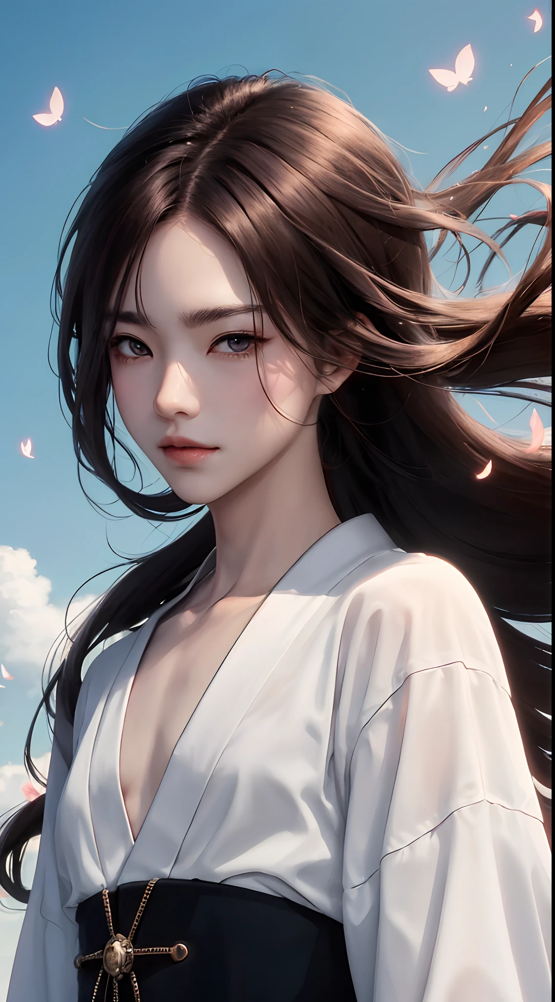 male people。age 40s。Uncle。BL anime in Japan。Long。Hair fluttering in the wind。Sharp eyes with slit length。Parallel eyebrows。