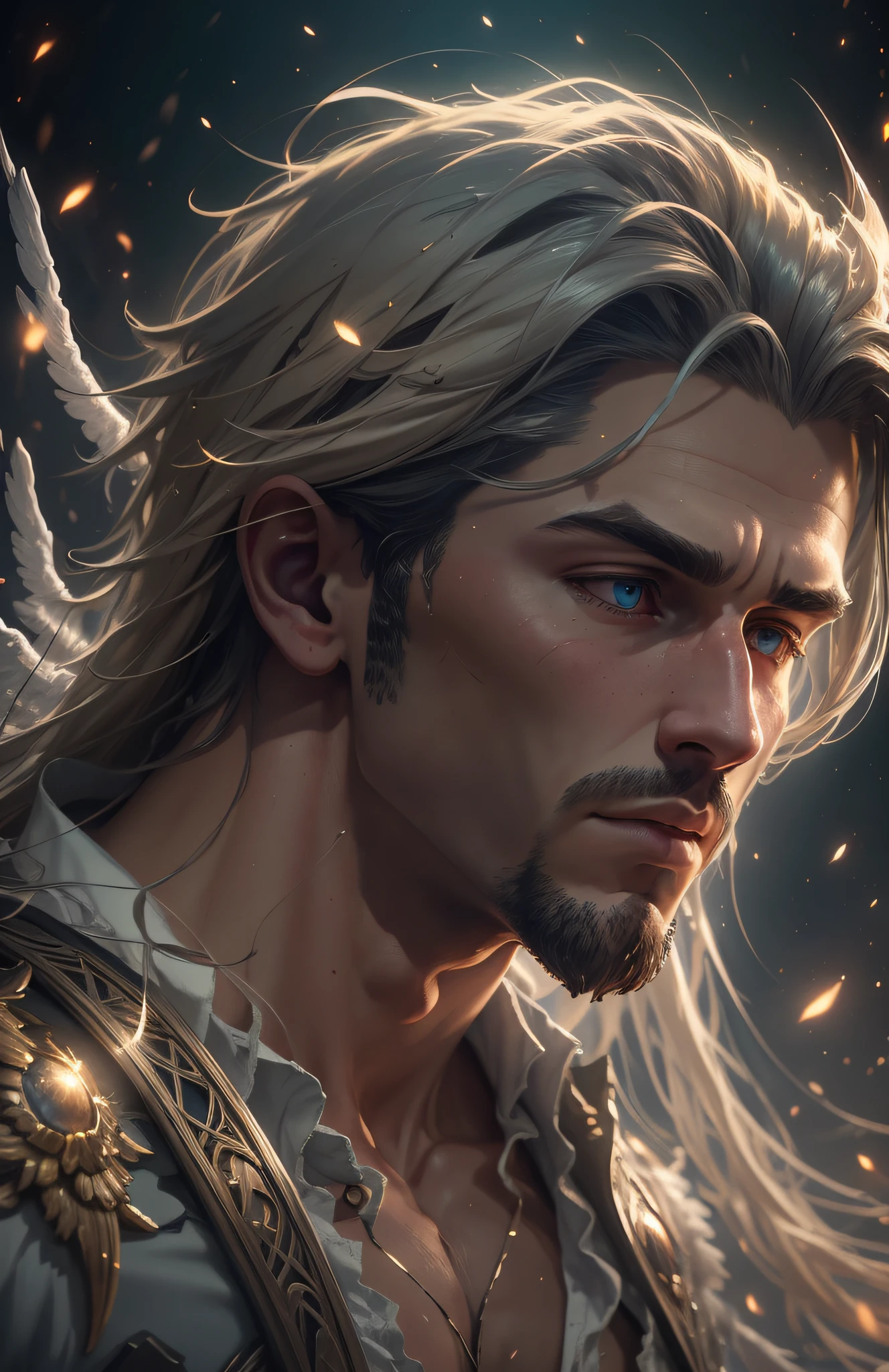 The Horde of Male Celestial Angels Descending from the Sky, realistic epic, soft cinematic portrait, Adobe Lightroom, Photo Lab, highly detailed, faded, (neutral colors: 1.2), (HDR: 1.4), (soft colors:1.2), hyperdetailed, (Artstation:1.4), cinematic, warm lights, dramatic light, (intricate details:1.1), complex background, (Rutkowski:0.66), (blue and orange:0.4)
