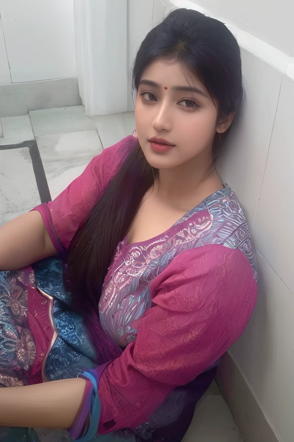 ((Masterpiece)), ((8k)), ((Ultra-high Resolution)), Indian girl, thick figure, skinny waist and thick hips, perfect face, seductive,