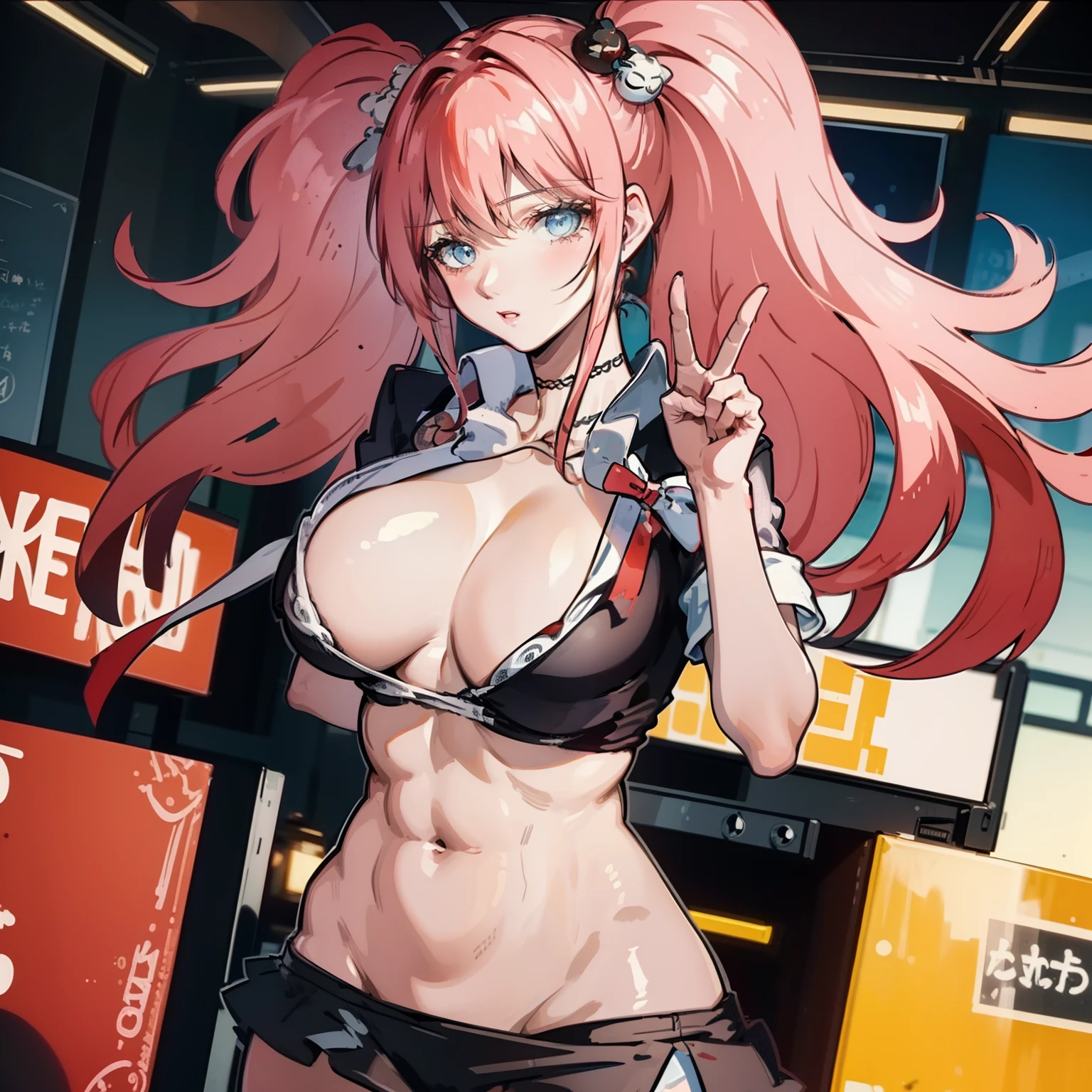 ((Best quality, 8K, Yes, Masterpiece :1.3)), Sharp focus :1.2, perfect figure beautiful woman:1.4, Slim abs:1.2, ((Layered Hair Style, huge tit:1.2)), (Tank top shirt:1.1 ), (the street:1.2), Highly detailed facial and skin texture, A detailed eye, 二重まぶた, seductiv,short skirt,Skirt that wraps hips,Big breasts don't leak, High-definition facial features,8K