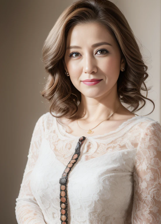 masterpiece,best quality, (one milf), ((portrait:1.5)), ((look down, looking at the viewer)), makeup, elegant blouse, wavy hair, ((open mouth:0.4)),